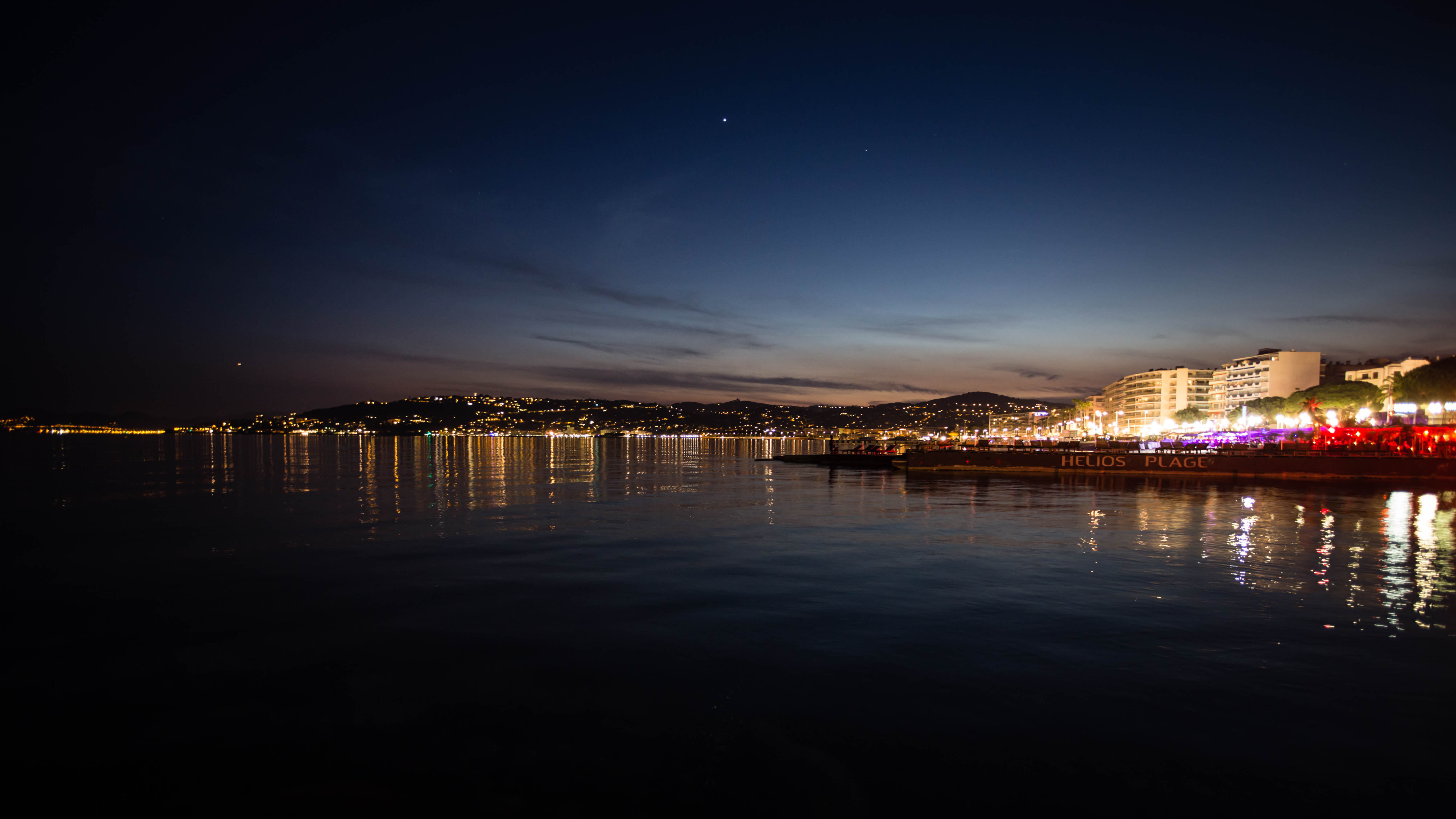 5K, sea, sky, cityscape, FR, harbor, lights, Provence-Alpes-Côte dAzur, Antibes, IMG, night  sea, city, sunset, night, France, City lights, architecture, HD Wallpaper
