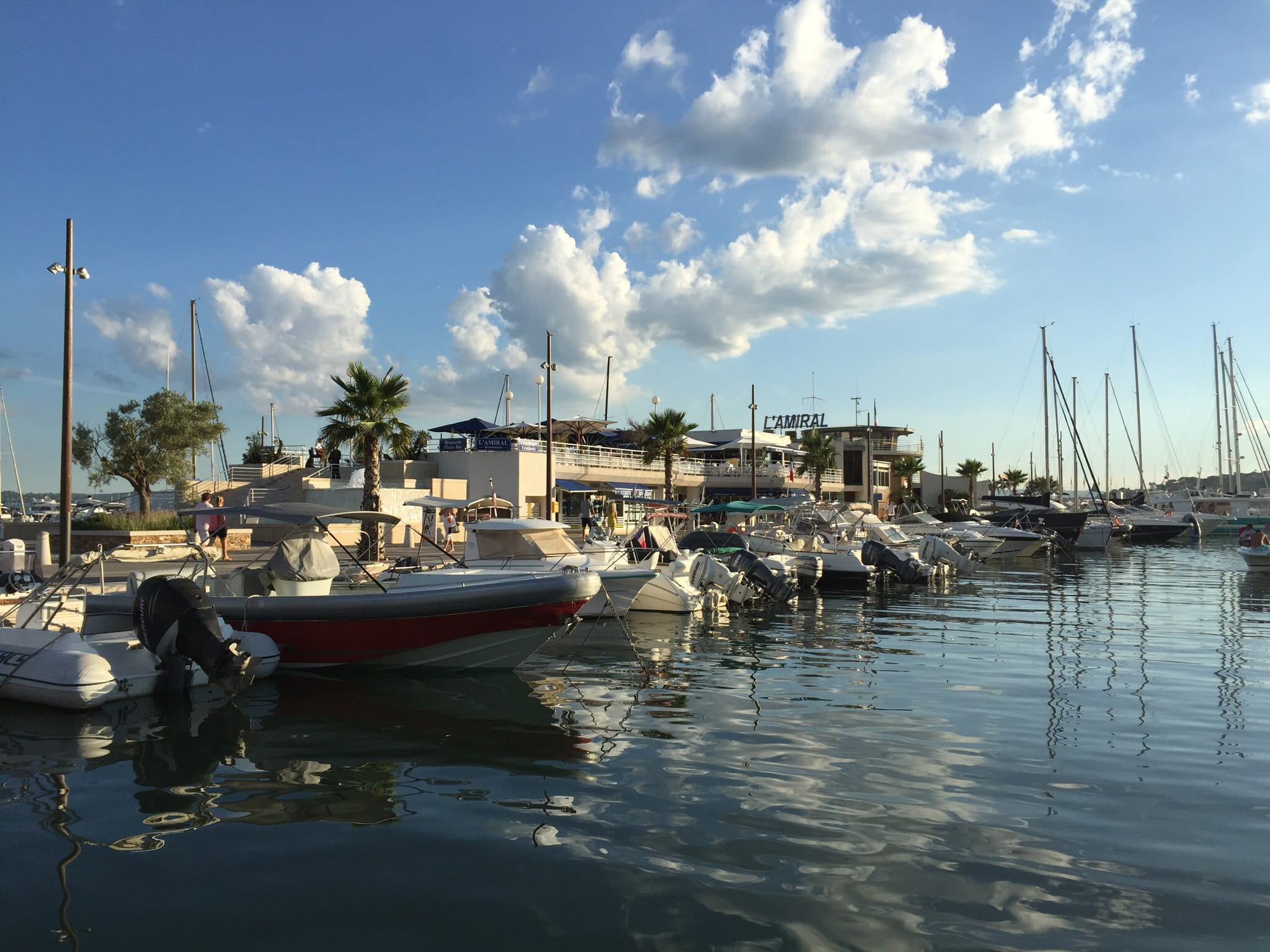 harbor, day, waterfront, reflection, no people, building exterior, outdoors, sainte-maxime, nautical vessel, france, sailboat, cloud - sky, 1080P, mode of transportation, HD Wallpaper