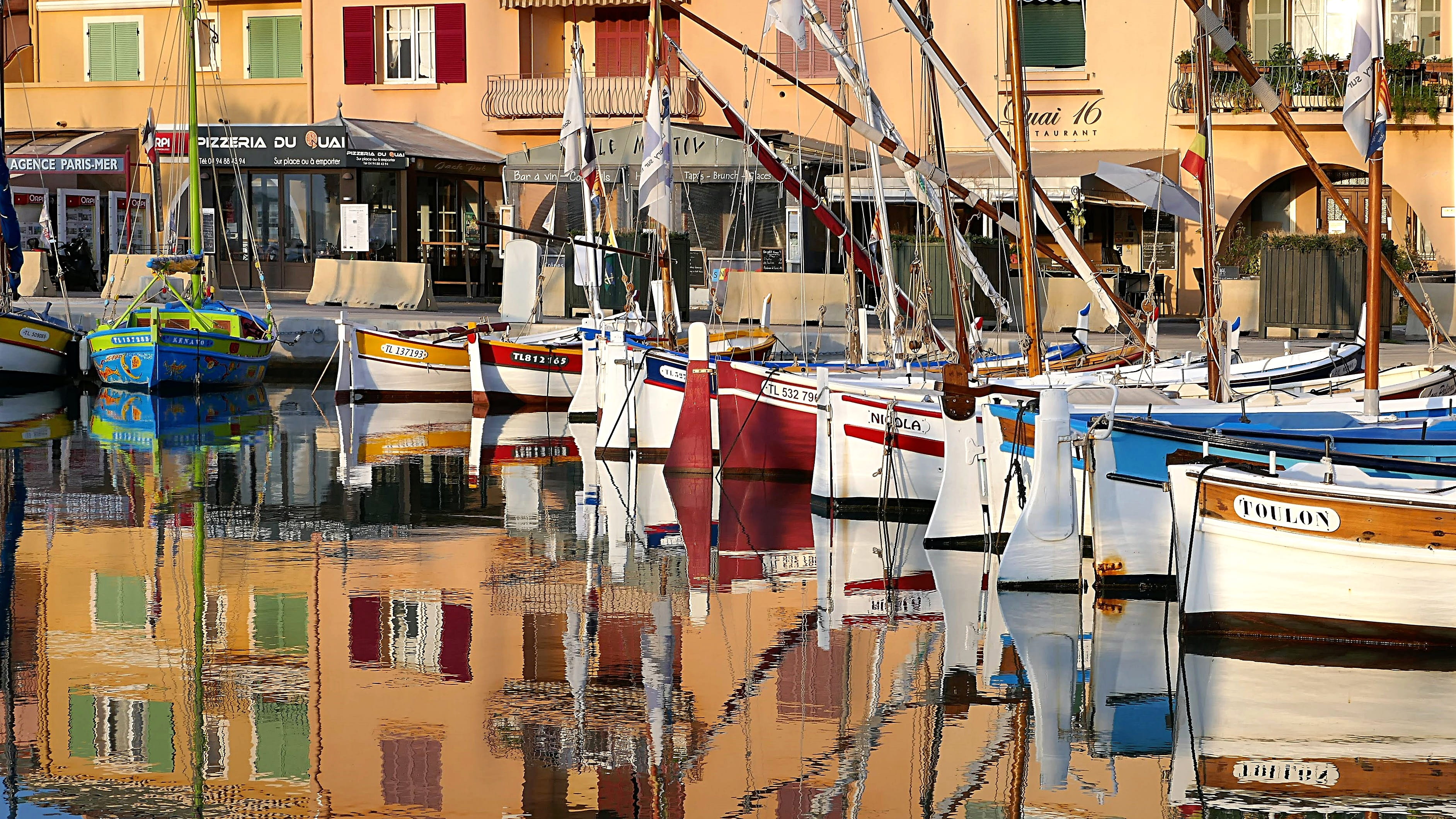 transportation, boats, france, waterfront, sailboats, architecture, building exterior, water, reflection, residential district, mediterranean, côte dazur, HD Wallpaper