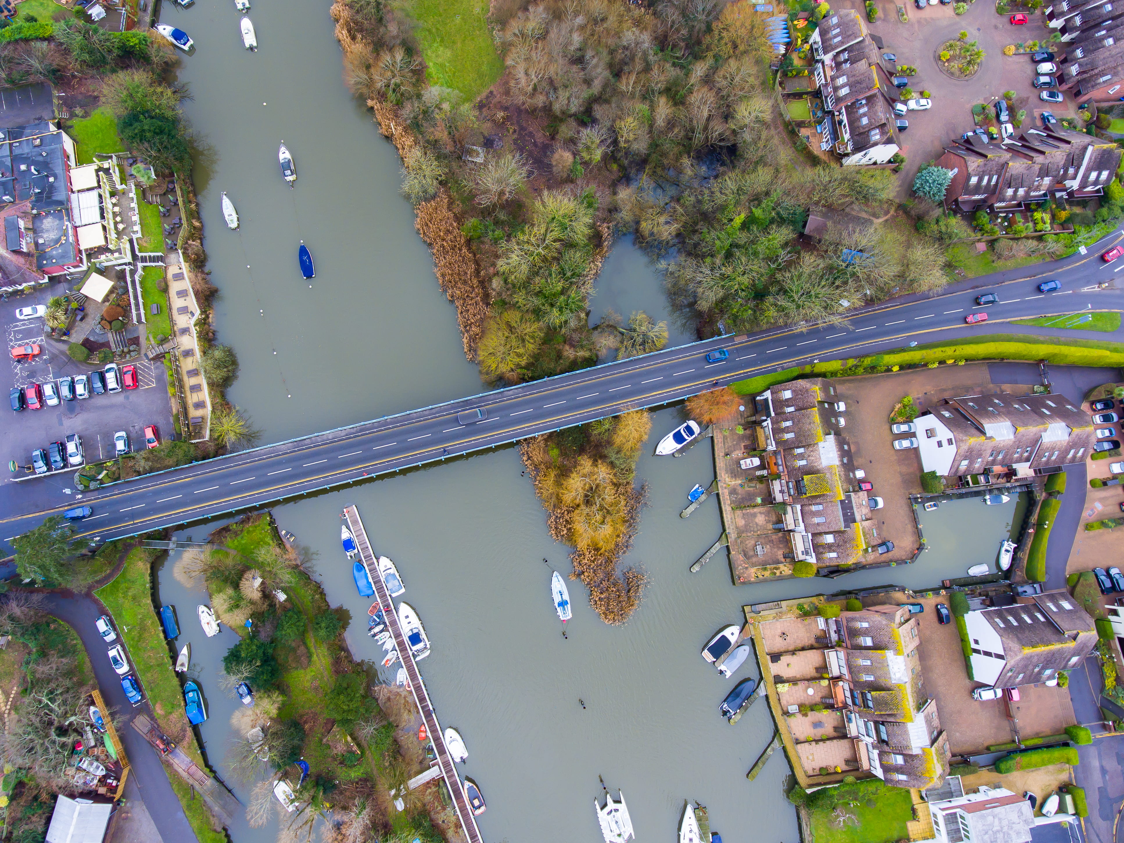 reflection, sharp, aerial, vehicle, transportation, 4K, boat, adobe, city, bird, boats, water, s, blue, plant, no people, road, architecture, river, high angle view, HD Wallpaper
