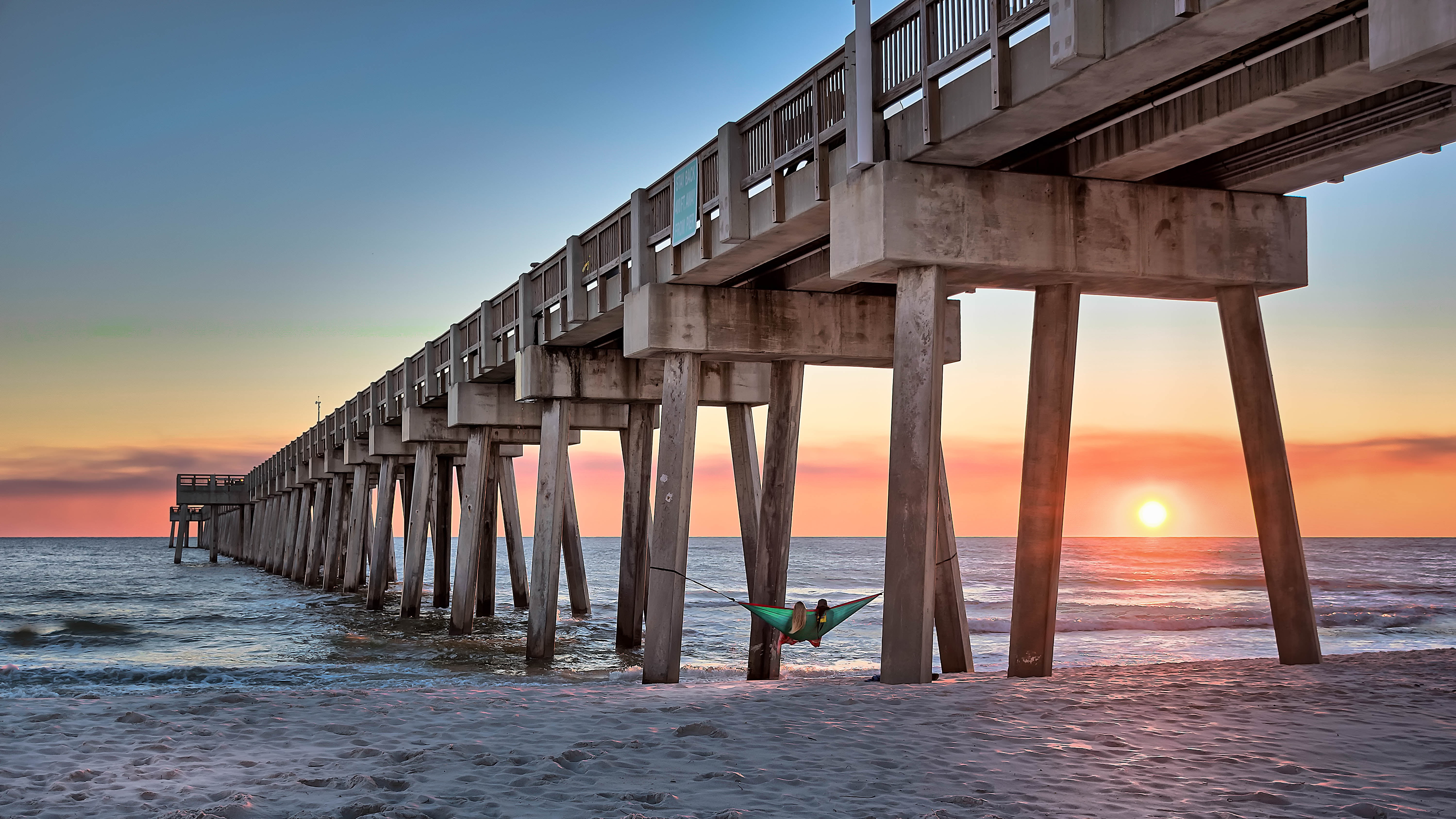 Pier, wooden, Beach, brown, Lightroom, D5500, wooden bridge, Sea, Ocean, Seekers, sunrise, Nik, Adobe, Panama City, hammock, ngc, Vacation, bridge, Water, HD Wallpaper
