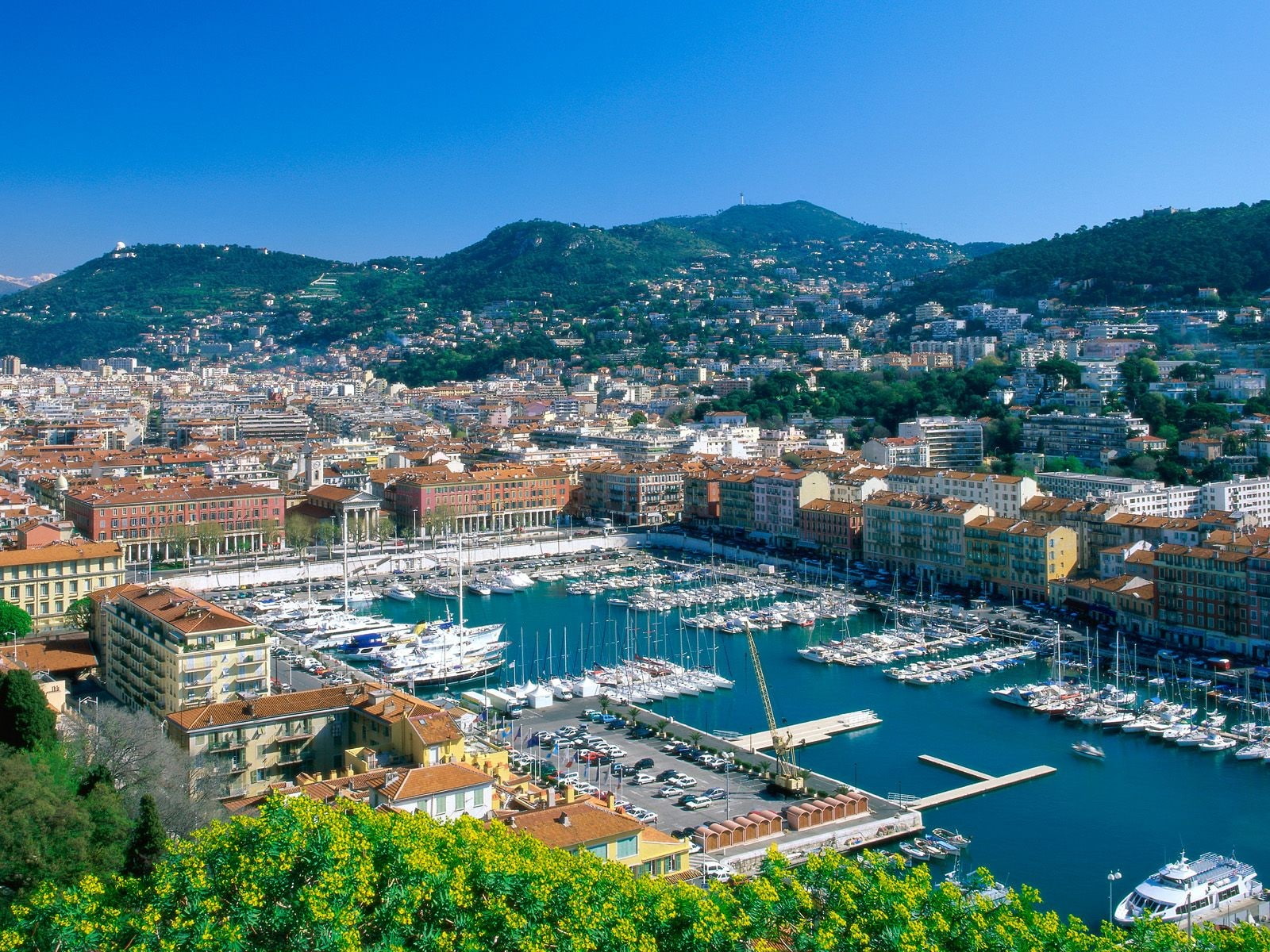 city, harbor, cityscape, birds eye view, Nice (city), 720P, yachts, HD Wallpaper
