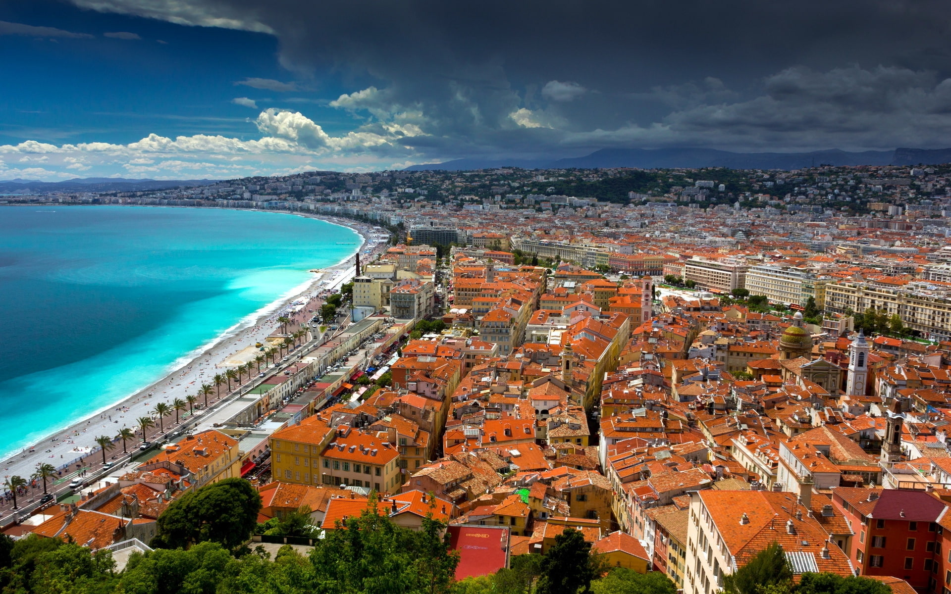 nature, building, houses, architecture, mediterranean, water, aerial view, sky, clouds, outdoors, building exterior, tourism, sea, land, travel, no people, HD Wallpaper