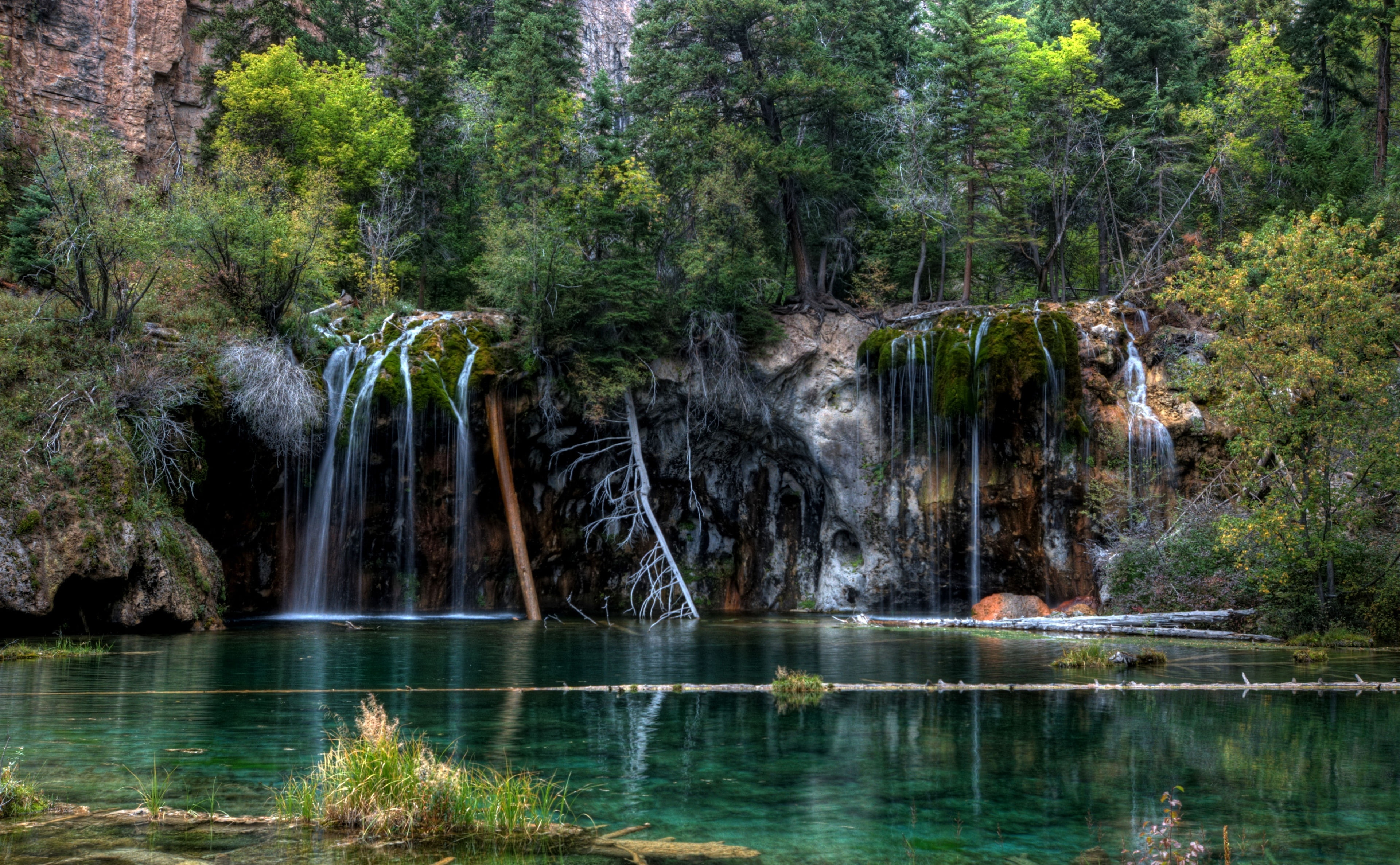 Colorado, falling water, United States, tree, outdoors, land, 4K, body, tranquility, scenics - nature, non-urban scene, water, Lake, waterfront, rainforest, HD Wallpaper