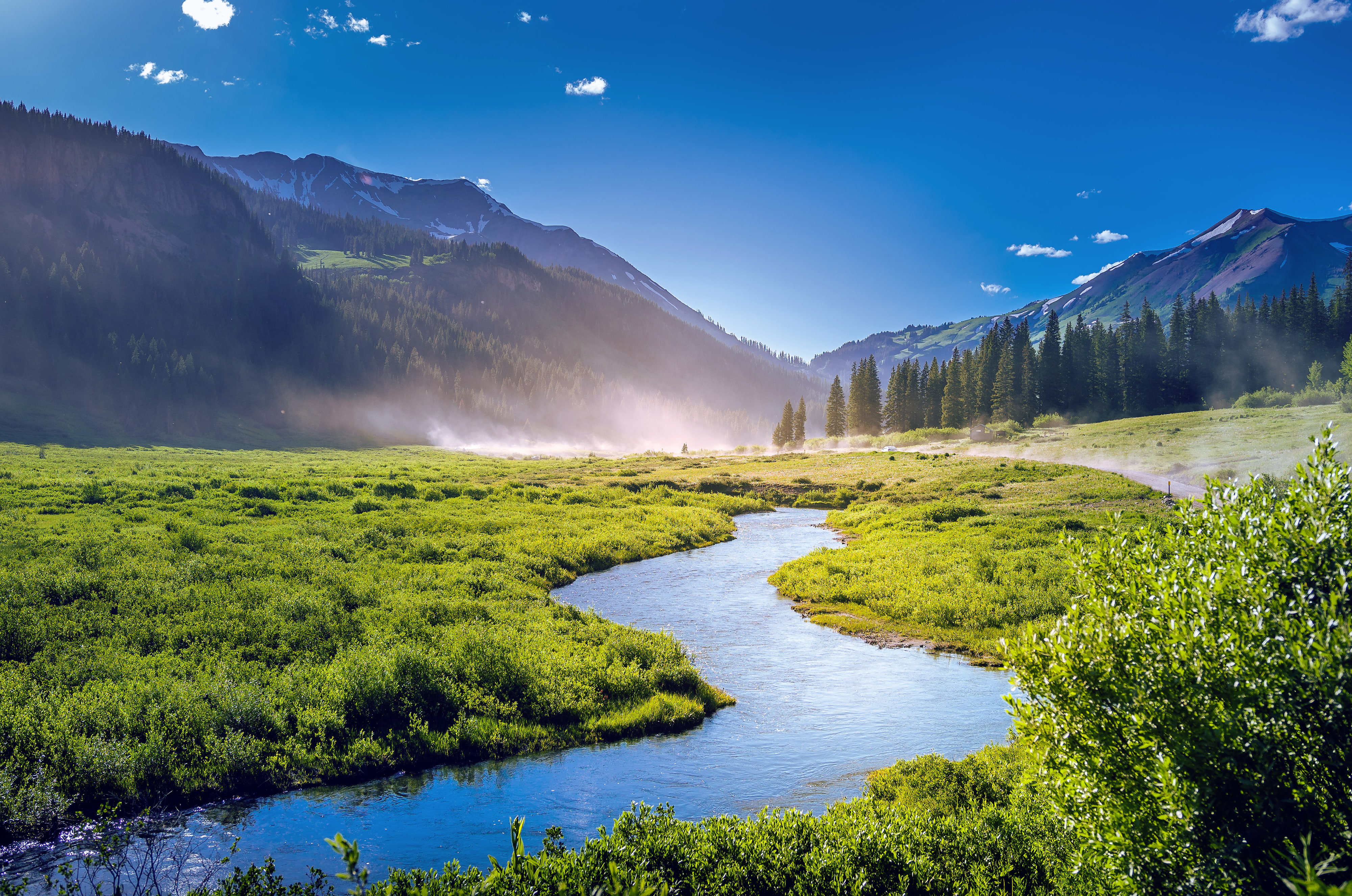 Colorado, Mountains, 4K, Fog, 4K, Lake, Green, Landscape, HD Wallpaper