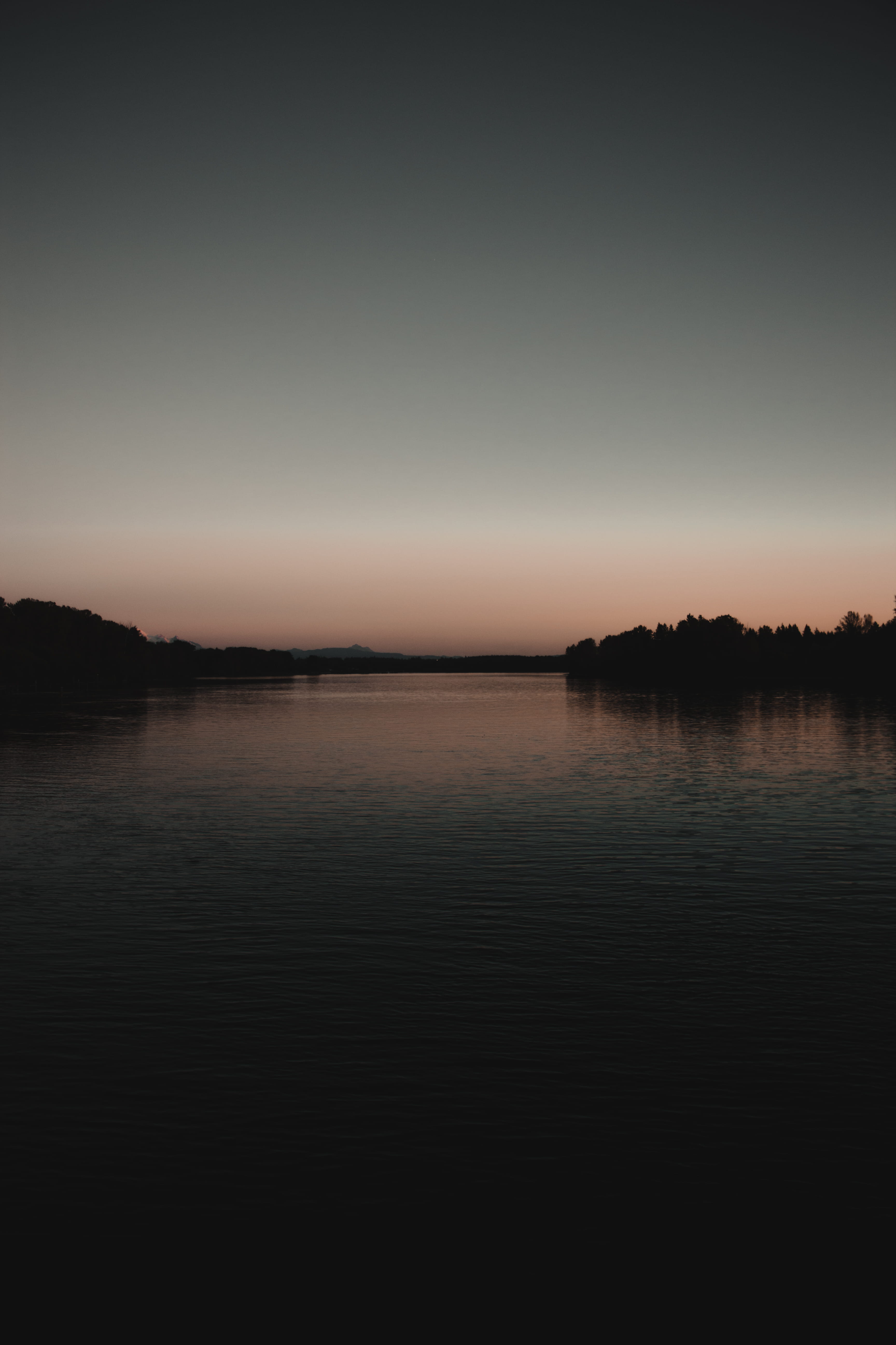 forest, blue, ripple, outdoors, sunset, tranquility, scenics - nature, no people, teal, non-urban scene, moody, reflection, horizone, dark, ocean, waterfront, Phone HD Wallpaper