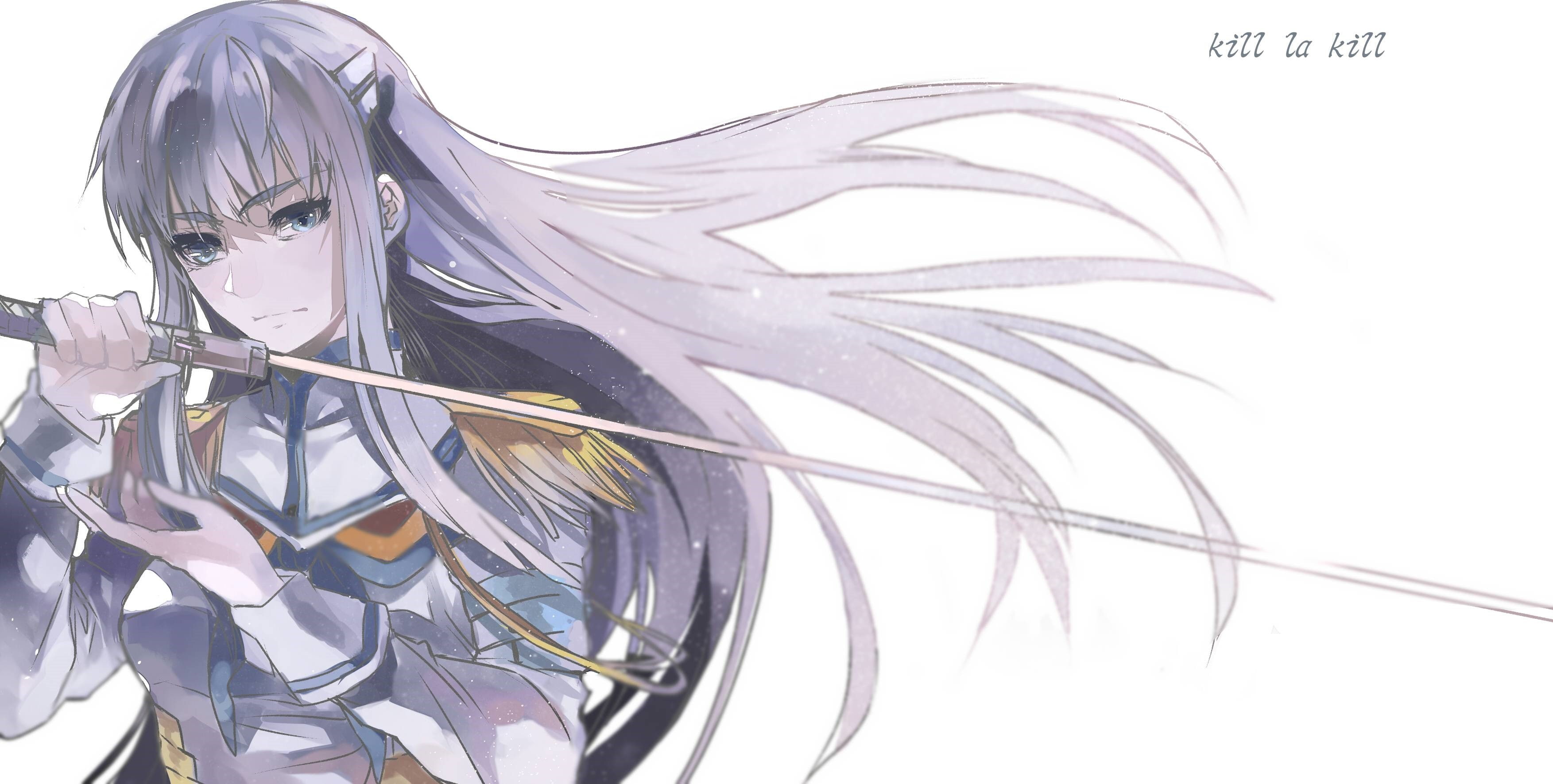 Kiryuin Satsuki, 2K, women, lifestyles, cyborg, looking at camera, females, white background, cut out, portrait, indoors, one person, young adult, front view, HD Wallpaper