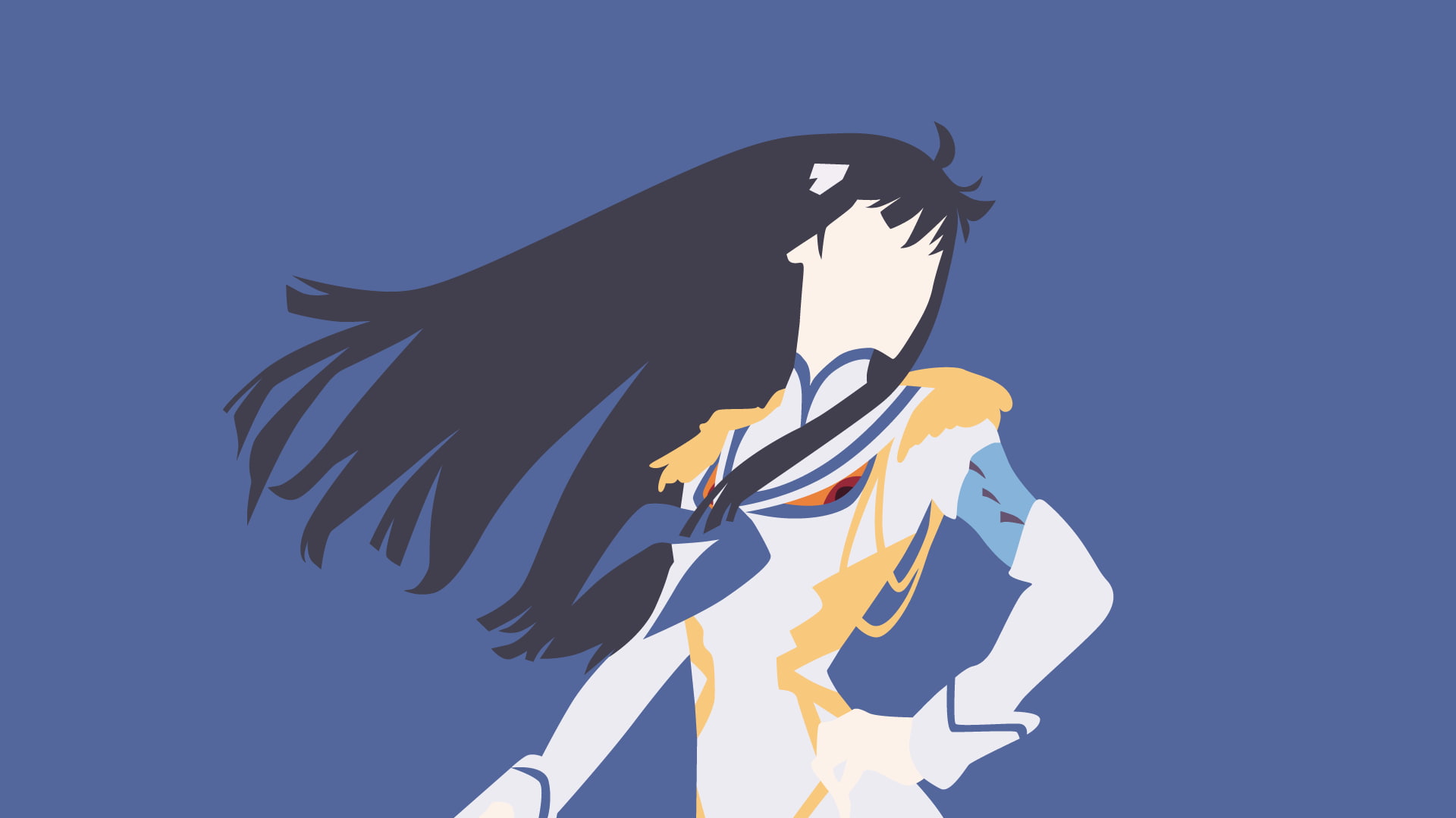 vertebrate, nature, clear sky, Kiryuin Satsuki, blue background, wind, bird, one person, anime girls, silhouette, anime vectors, Kill la Kill, blue, outdoors, HD Wallpaper