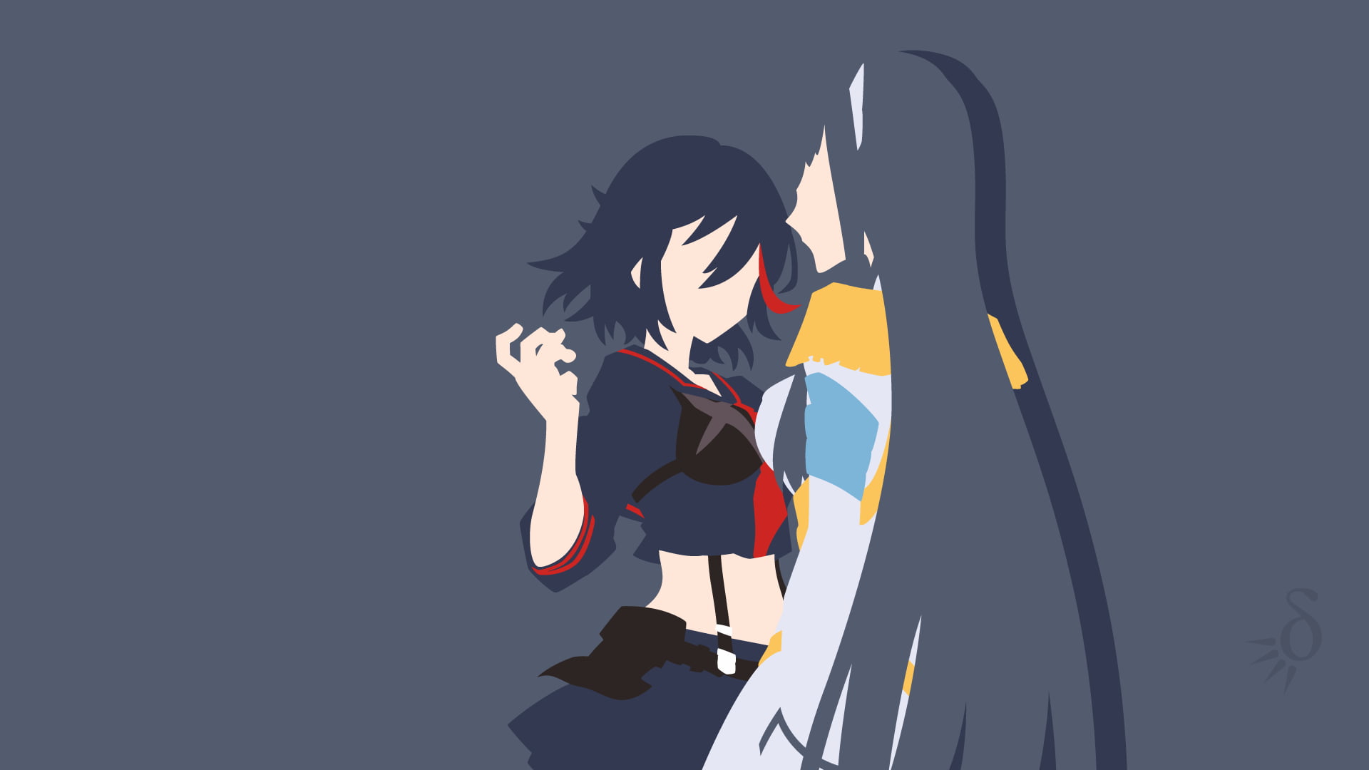 copy space, technology, low angle view, holding, minimalism, one person, hairstyle, Kill la Kill, nature, outdoors, sky, Kiryuin Satsuki, 1080P, flag, HD Wallpaper