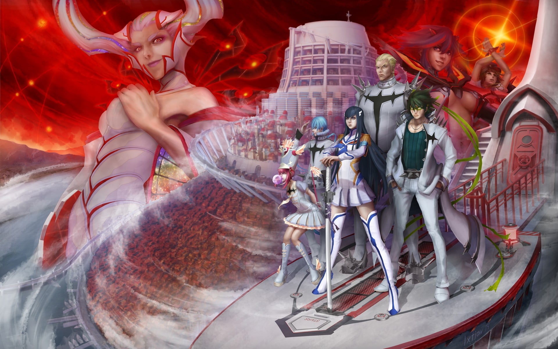 festival, men, Kill la Kill, illuminated, night, real people, human representation, Kiryuin Satsuki, high angle view, celebration, representation, women, HD Wallpaper