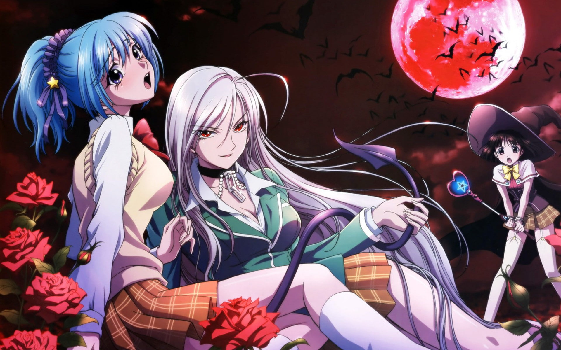 Rosario + Vampire, 1080P, female likeness, male likeness, craft, Kurono Kurumu, religion, celebration, human representation, representation, belief, outdoors, HD Wallpaper