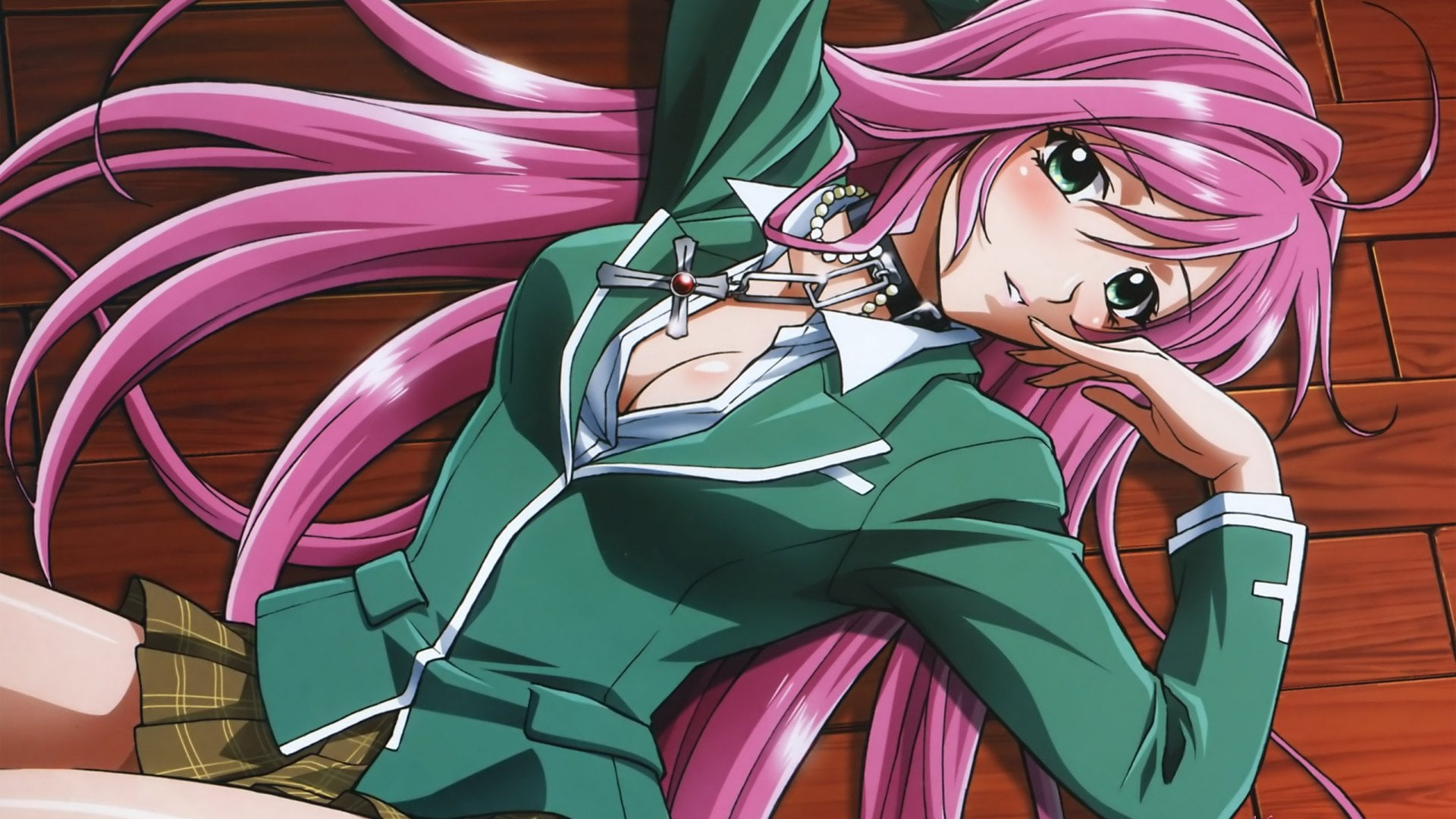 standing, female, pink color, illustration, multi colored, real people, portrait, indoors, character, front view, Rosario + Vampire, leisure activity, females, HD Wallpaper
