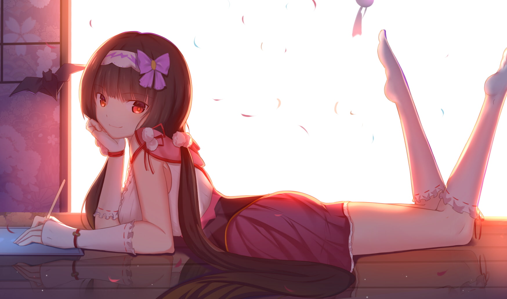 animal, bat, konachan, (series), eyes, kneehighs, twintails, brown, paper, 253323, xue, feng, osakabehime, long, fate, red, bow, hair, 720P, com, order, HD Wallpaper