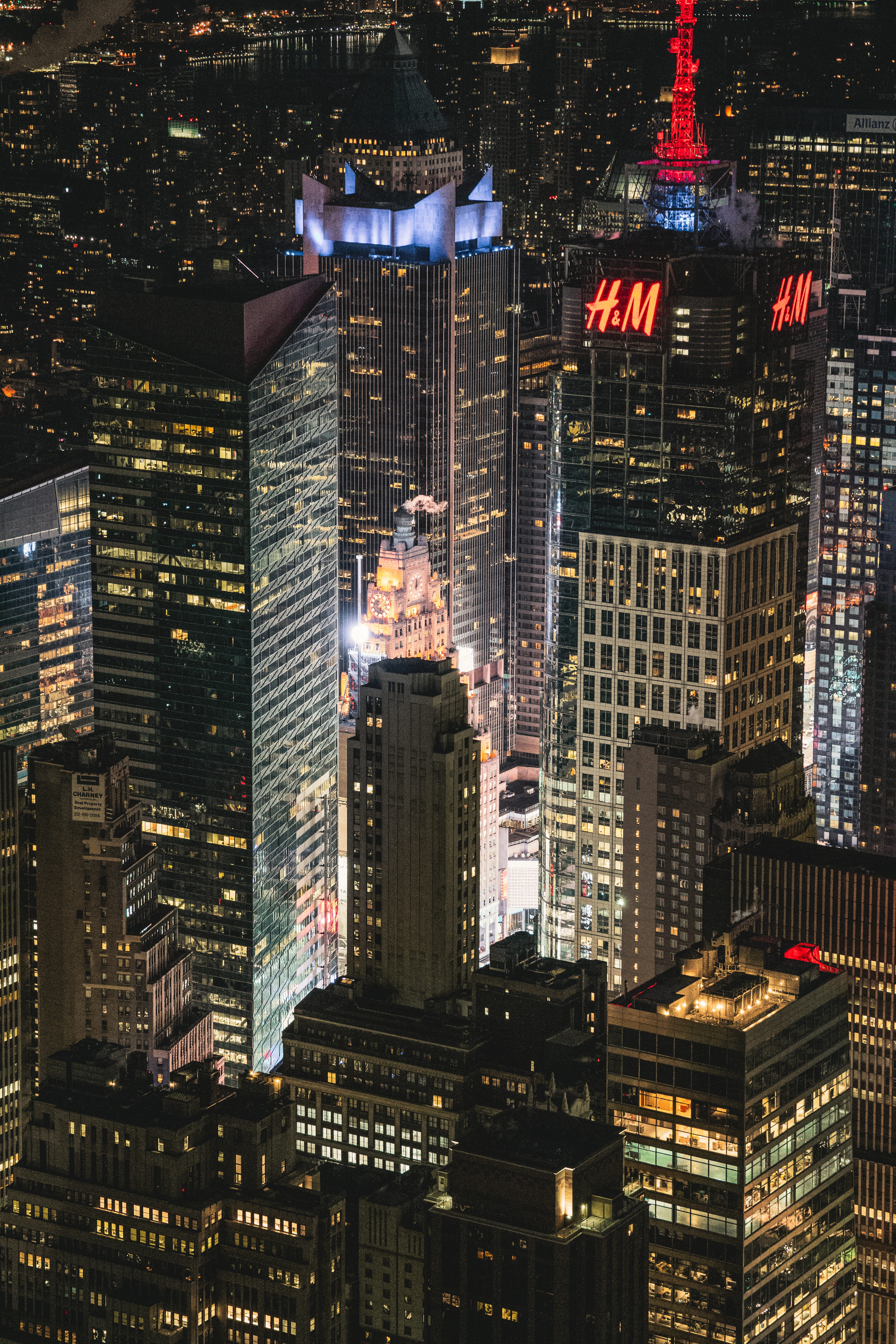 high rise, intersection, city, night, nature, town, landscape, downtown district, financial district, aerial view, office, downtown, 5K, cityscape, built structure, Phone HD Wallpaper