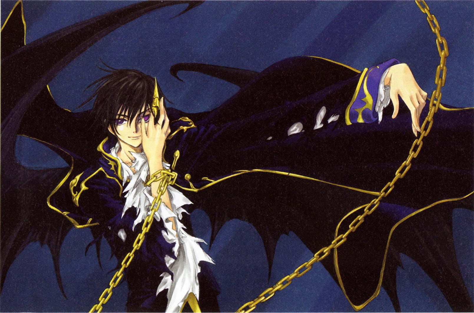 brunettes, x, geass, anime, lamperouge, lelouch, art, 720P, Code Geass, chains, hd, code, eyes, purple, HD Wallpaper
