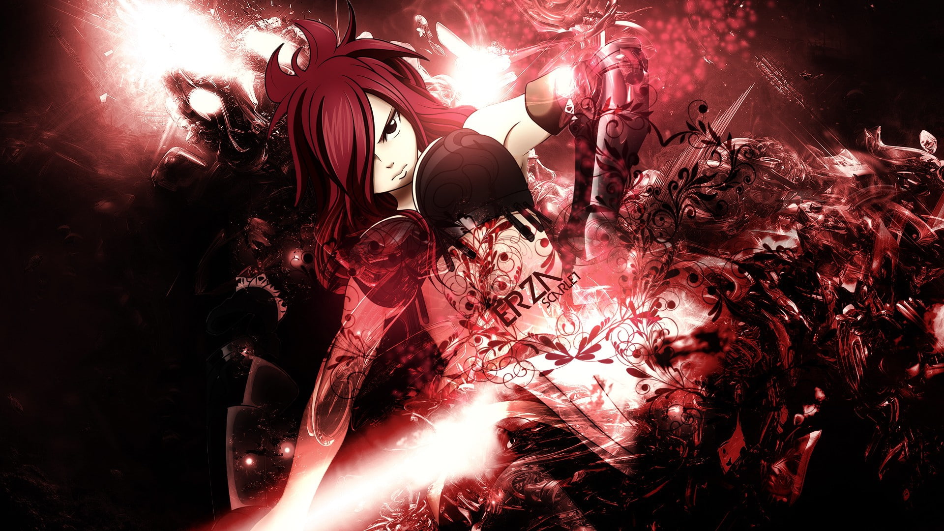 fairy, x, anime, erza, girls, tail, hd, 1080P, art, scarlet, Fairy Tail, full, HD Wallpaper