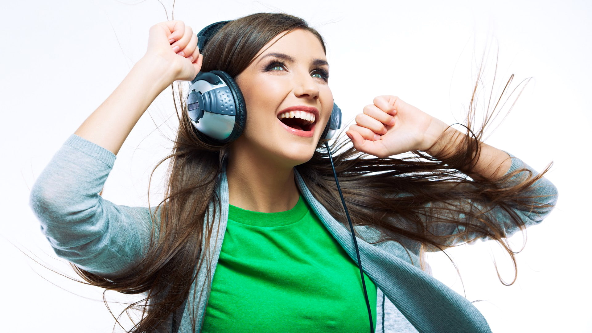 girl, music, 1080P, headphones, joy, delight, HD Wallpaper