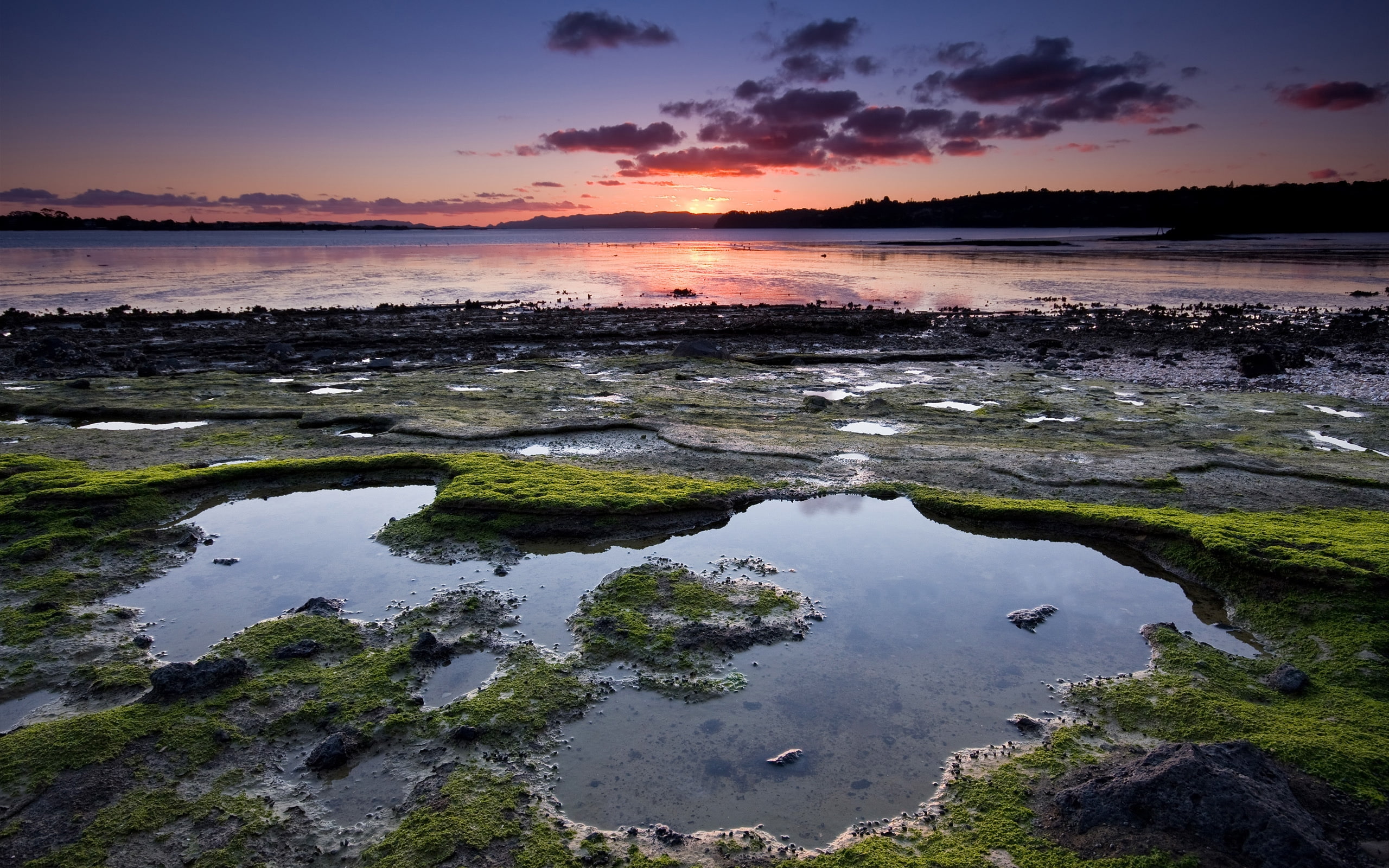 sunset, seascape, sky, delight, sea, 2K, water, green, HD Wallpaper