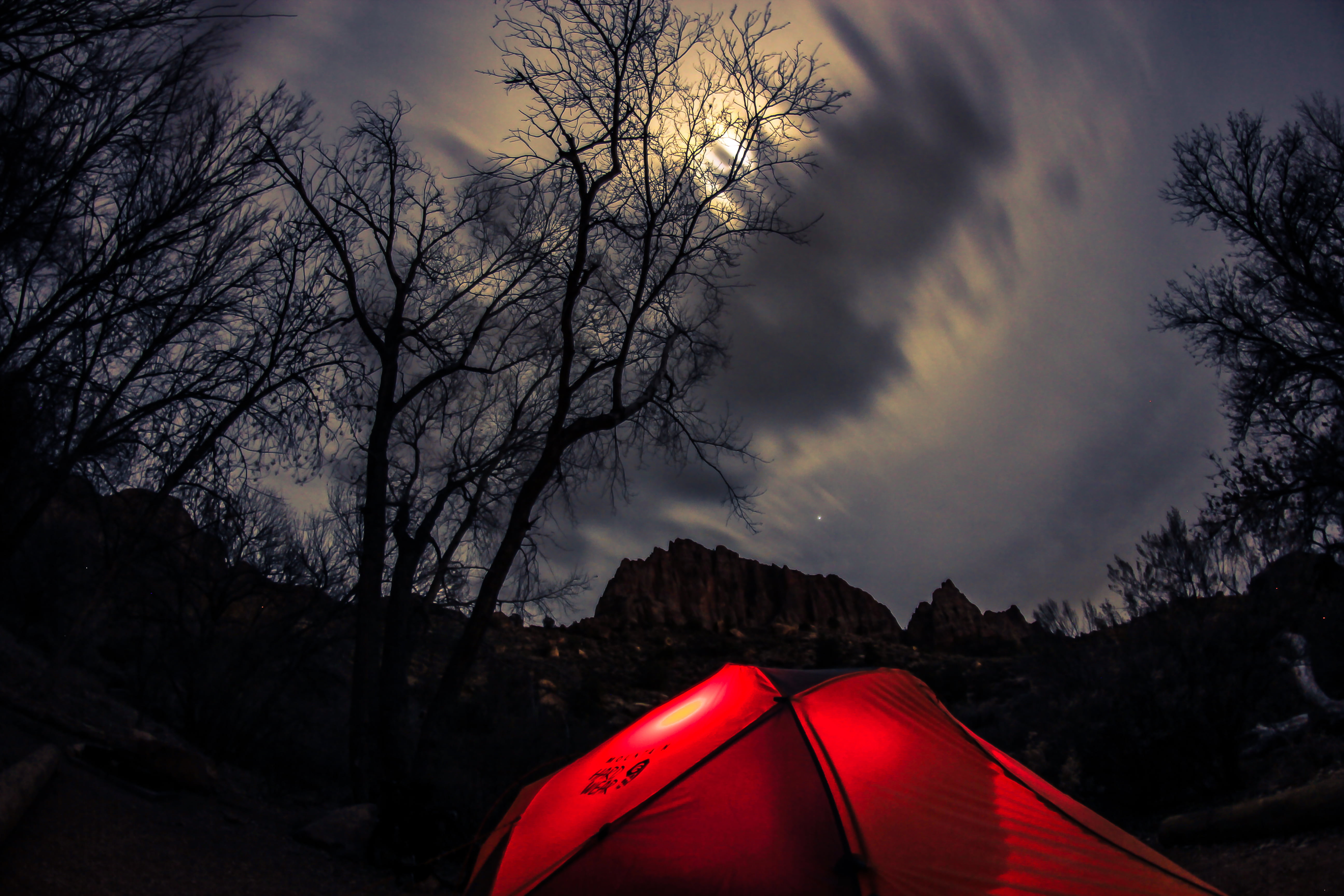 landscape, plant, tranquil scene, sunset, mountain, tent, travel, mountains, forest, red, nature, branch, light, dawn, adventure, sky, outdoors, cloud - sky, HD Wallpaper