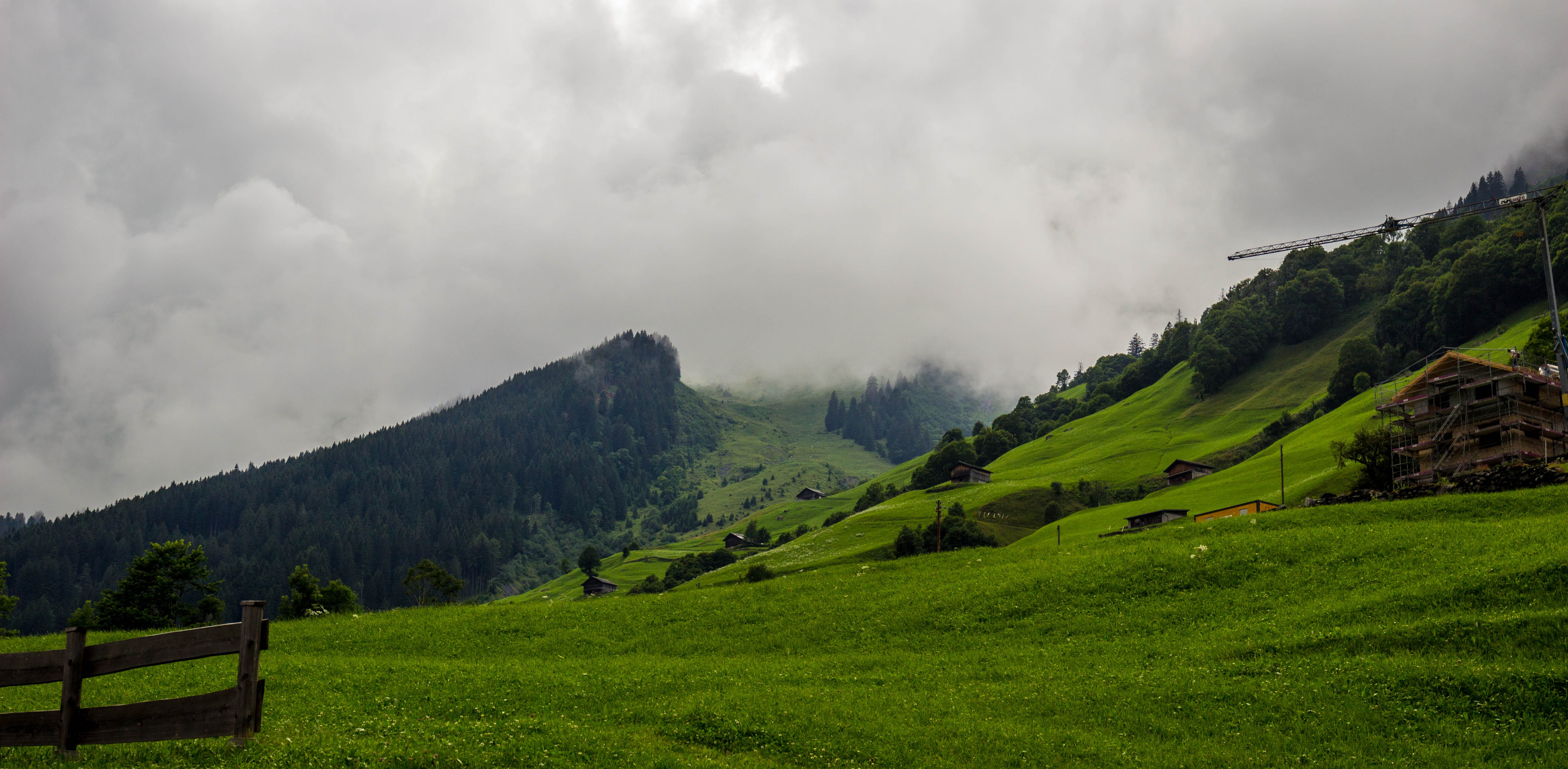 non-urban scene, tranquility, environment, scenics - nature, sky, 5K, beauty in nature, outdoors, tree, green color, mountain peak, foggy, cloud - sky, HD Wallpaper