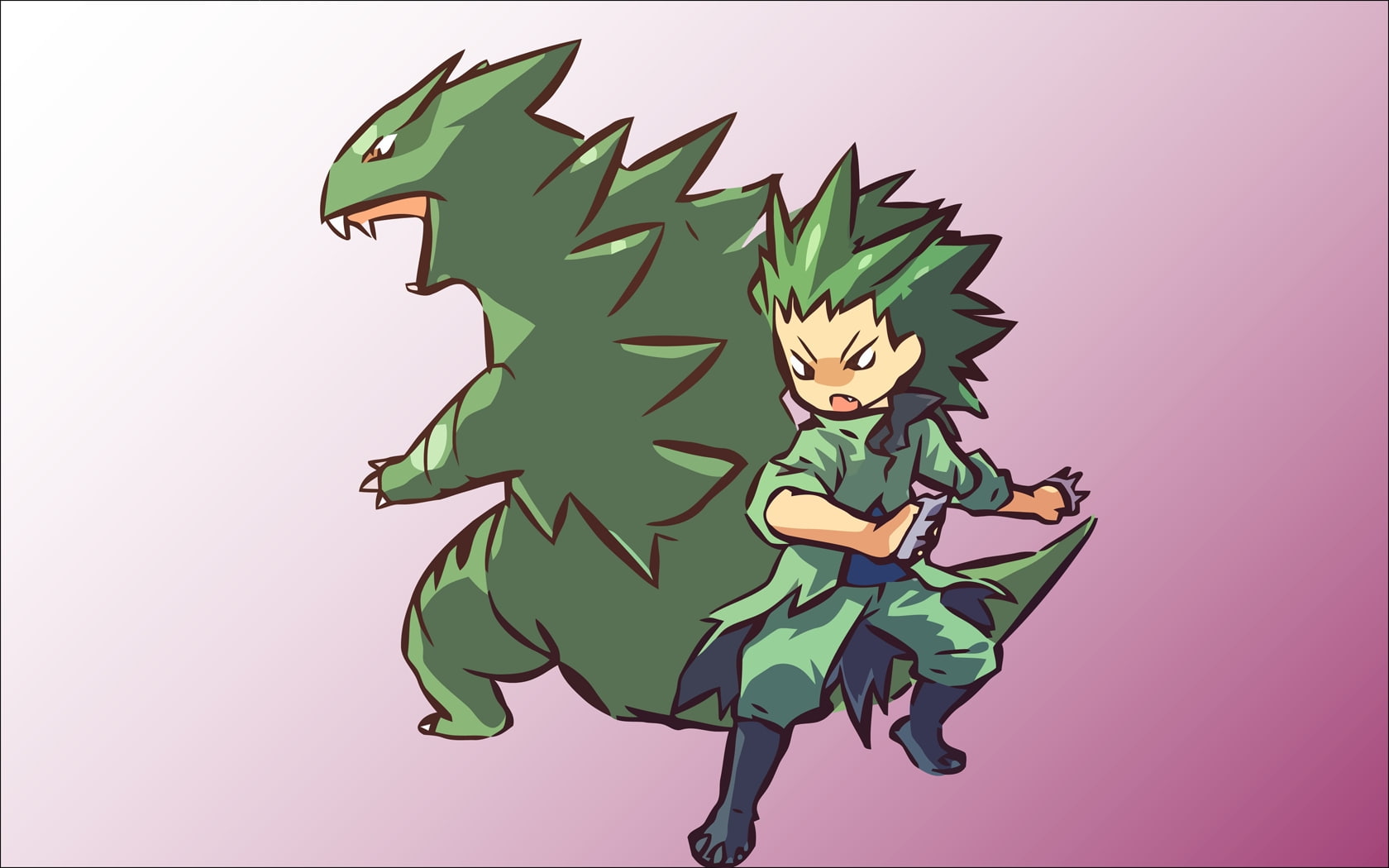 720P, background, simple background, art, hd, simple, Hitec, tyranitar, pokemon, anime, HD Wallpaper