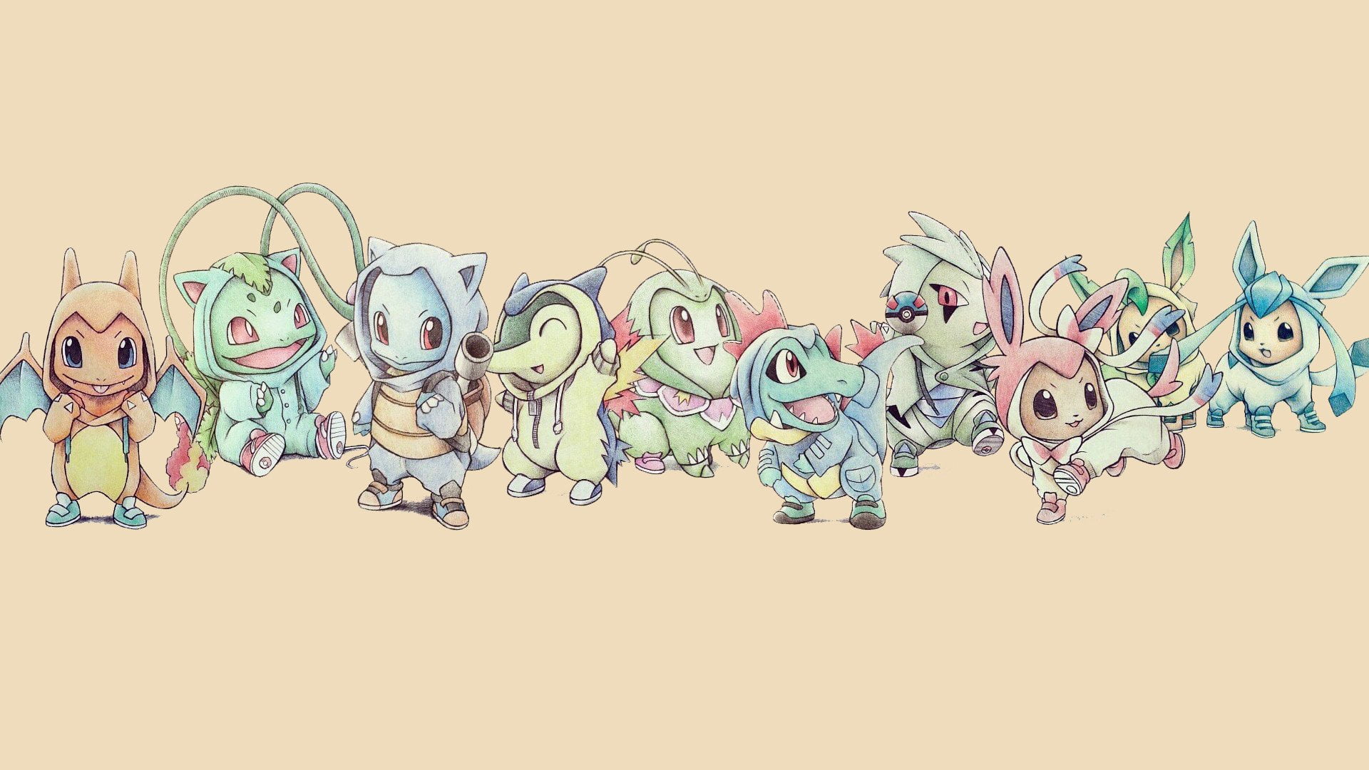 technology, Pokémon, communication, choice, Bulbasaur (Pokémon), Chikorita (Pokémon), art and craft, Eevee (Pokémon), Totodile (Pokémon), nature, no people, HD Wallpaper