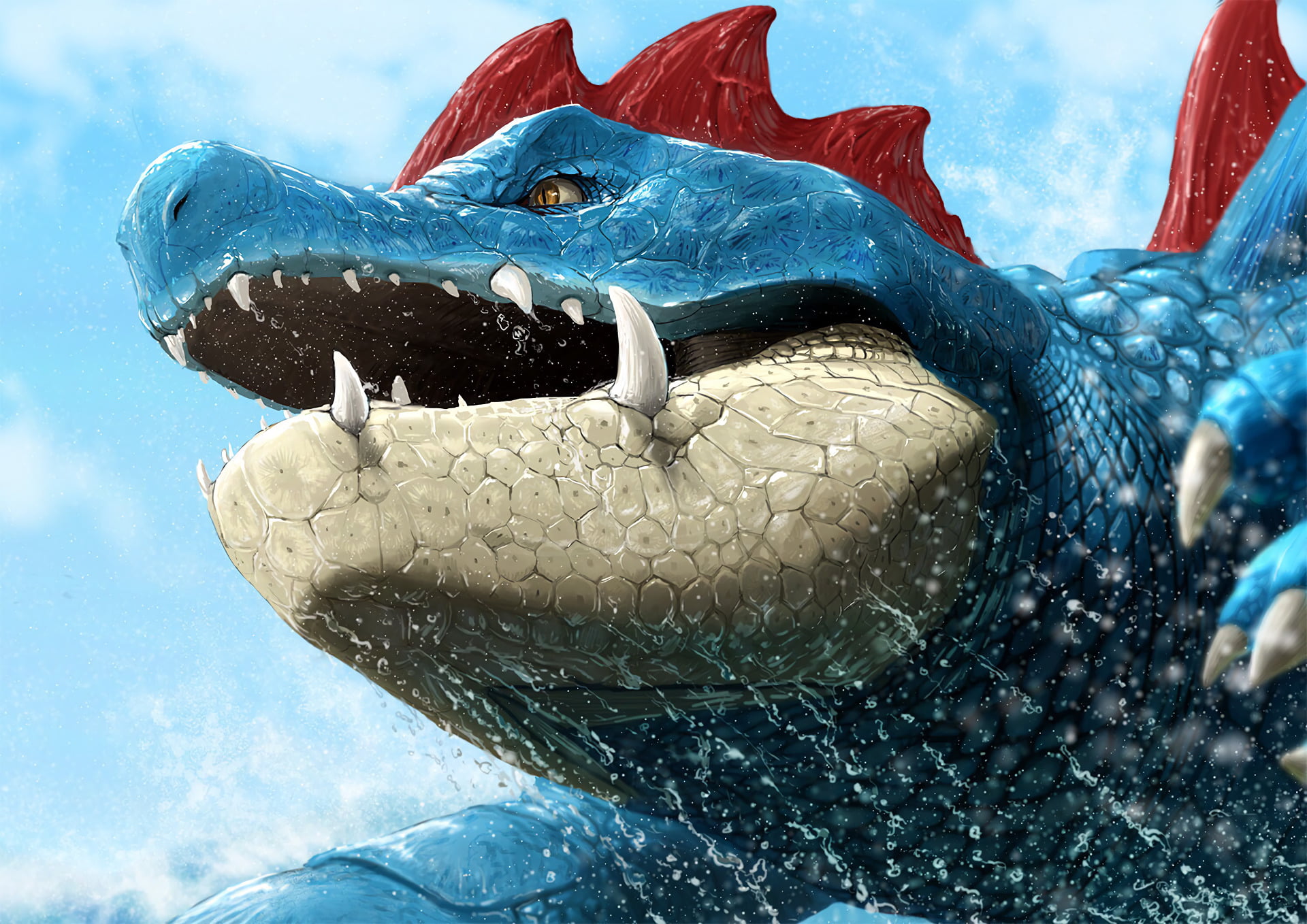 Feraligatr (Pokemon), marine, reptile, fun, aquatic mammal, outdoors, 1080P, animal themes, animal body part, underwater, Pokémon, vertebrate, animal teeth, HD Wallpaper