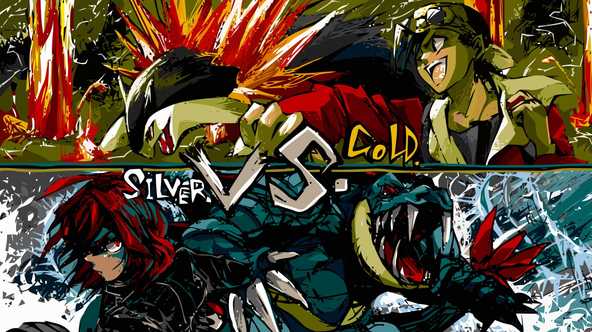 choice, variation, Pokémon: Gold and Silver, close-up, text, outdoors, backgrounds, Gold (Pokemon), representation, Typhlosion (Pokemon), art and craft, HD Wallpaper