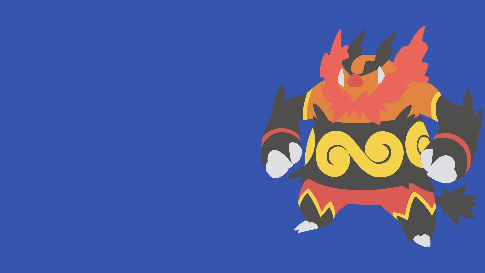 minimalist, pokemon, blue, 1080P, emboar, HD Wallpaper