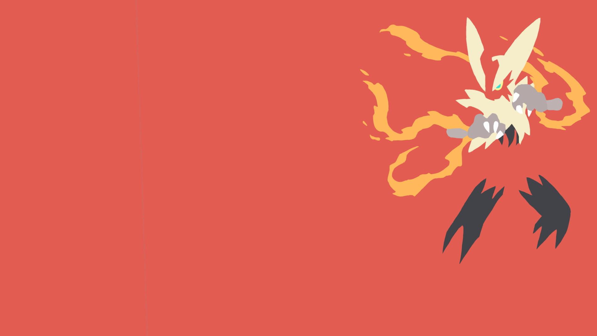 1080P, red background, blaziken, background, red, minimalism, HD Wallpaper