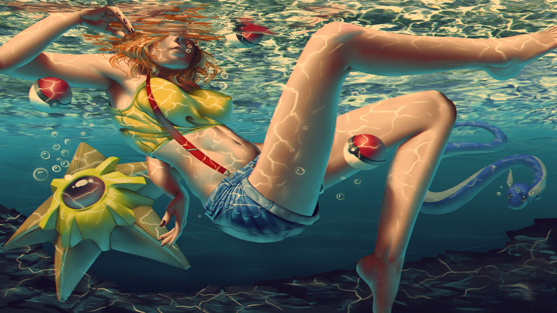 1080P, Misty, blonde, Pokémon, water, anime, HD Wallpaper