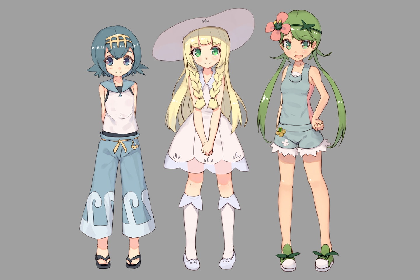 short, shorts, sm), gray, lillie, suiren, pokemon, (pokemon, eyes, konachan, 245444, hat, braids, 720P, long, green, shone, mao, com, blonde, hair, HD Wallpaper