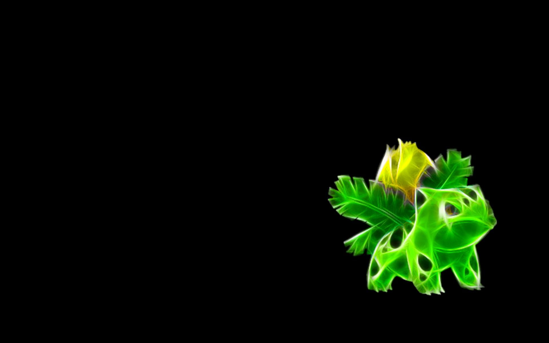 black, minimalism, character, bulbasur, 1080P, green, black background, ivysaur, background, pokemon, HD Wallpaper