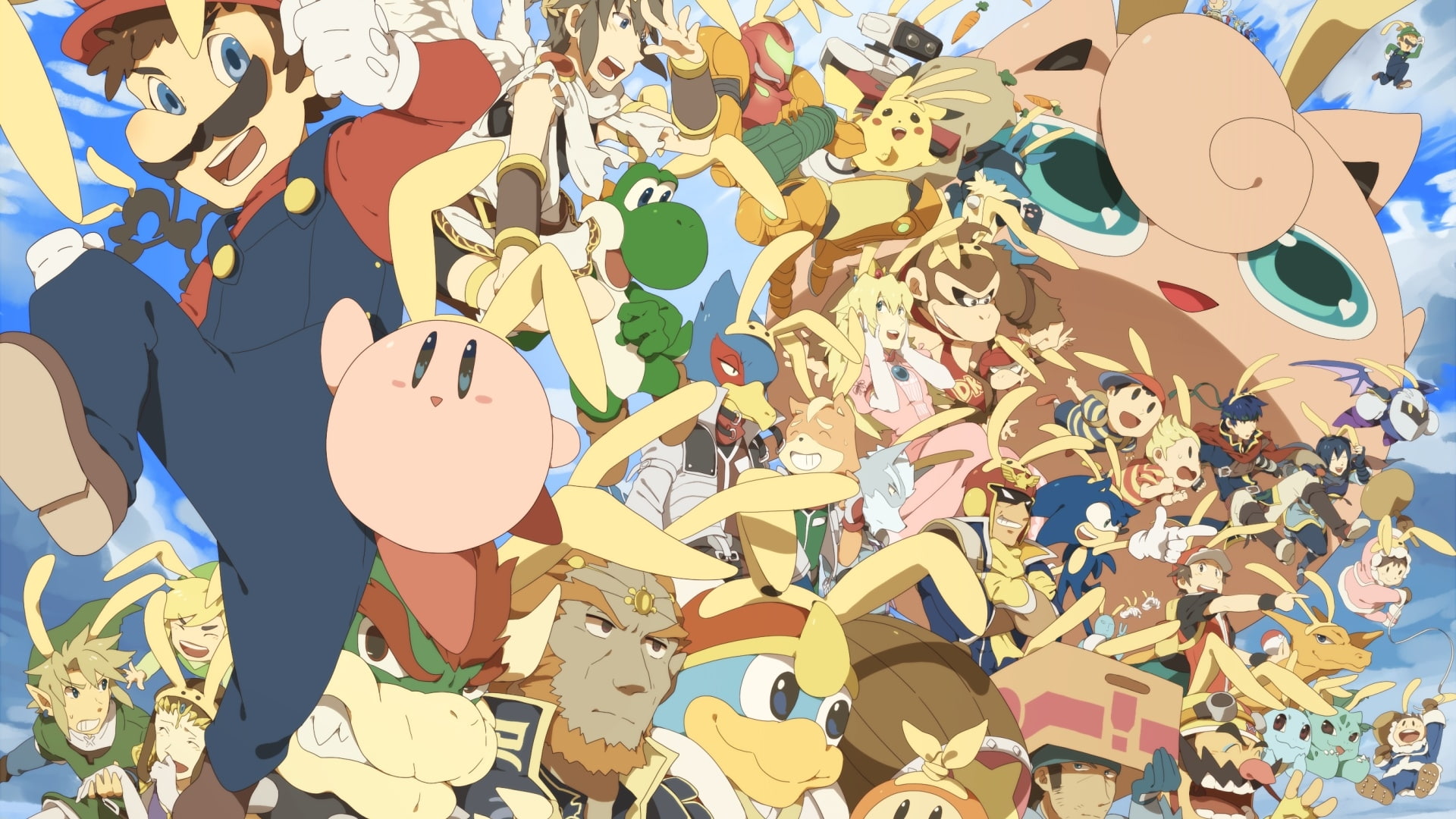 bowse, video, zelda, legend, mario, ivysaur, aran, luigi, samus, games, 1080P, art, kirby, hd, pikachu, lucas, squirtle, ganondorf, Link, HD Wallpaper