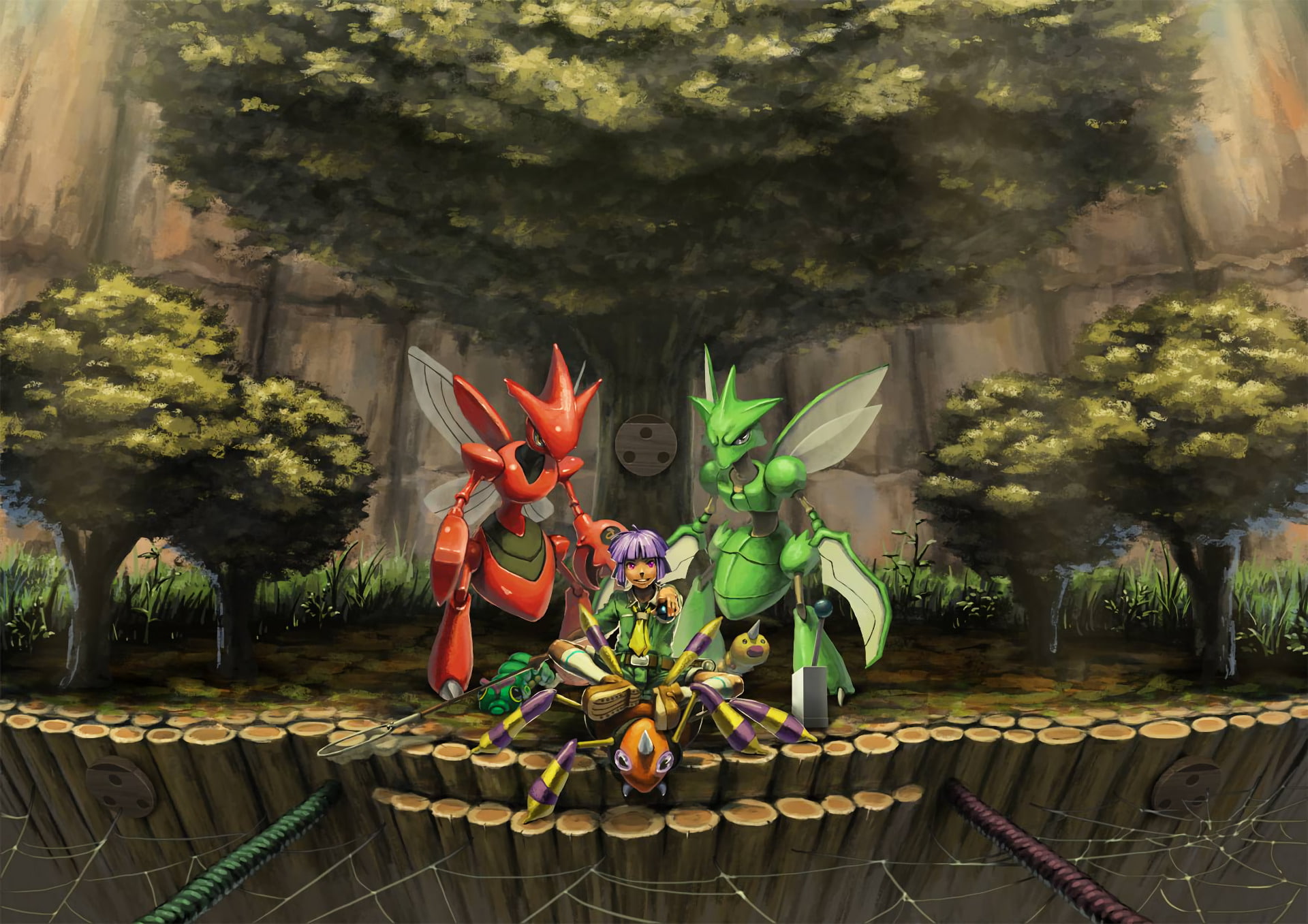 Caterpie (Pokémon), Bugsy (Pokemon), Weedle (Pokémon), 1080P, Ariados (Pokémon), Scizor (Pokémon), Scyther (Pokémon), Pokémon: Gold and Silver, Pokémon, HD Wallpaper