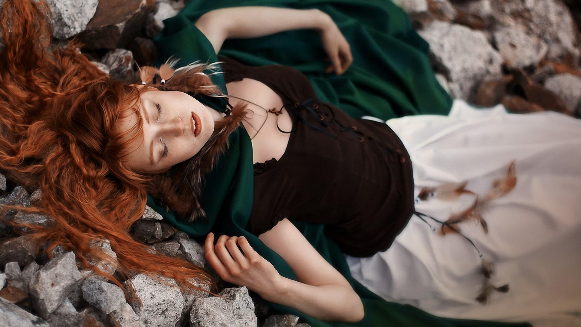 red, riding, redhead, hood, 1080P, girl, little, HD Wallpaper