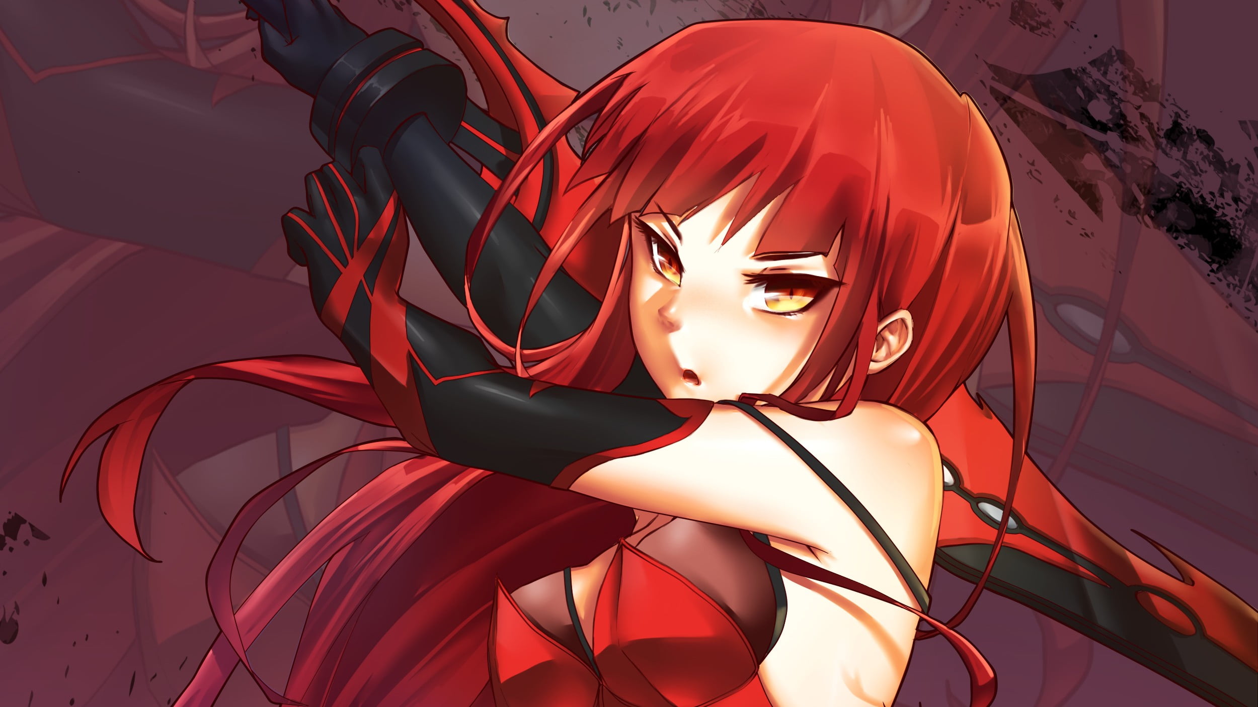 sculpture, sword, sunlight, indoors, no people, female likeness, orange color, mannequin, statue, fashion, fantasy art, Elesis (Elsword), close-up, art and craft, HD Wallpaper
