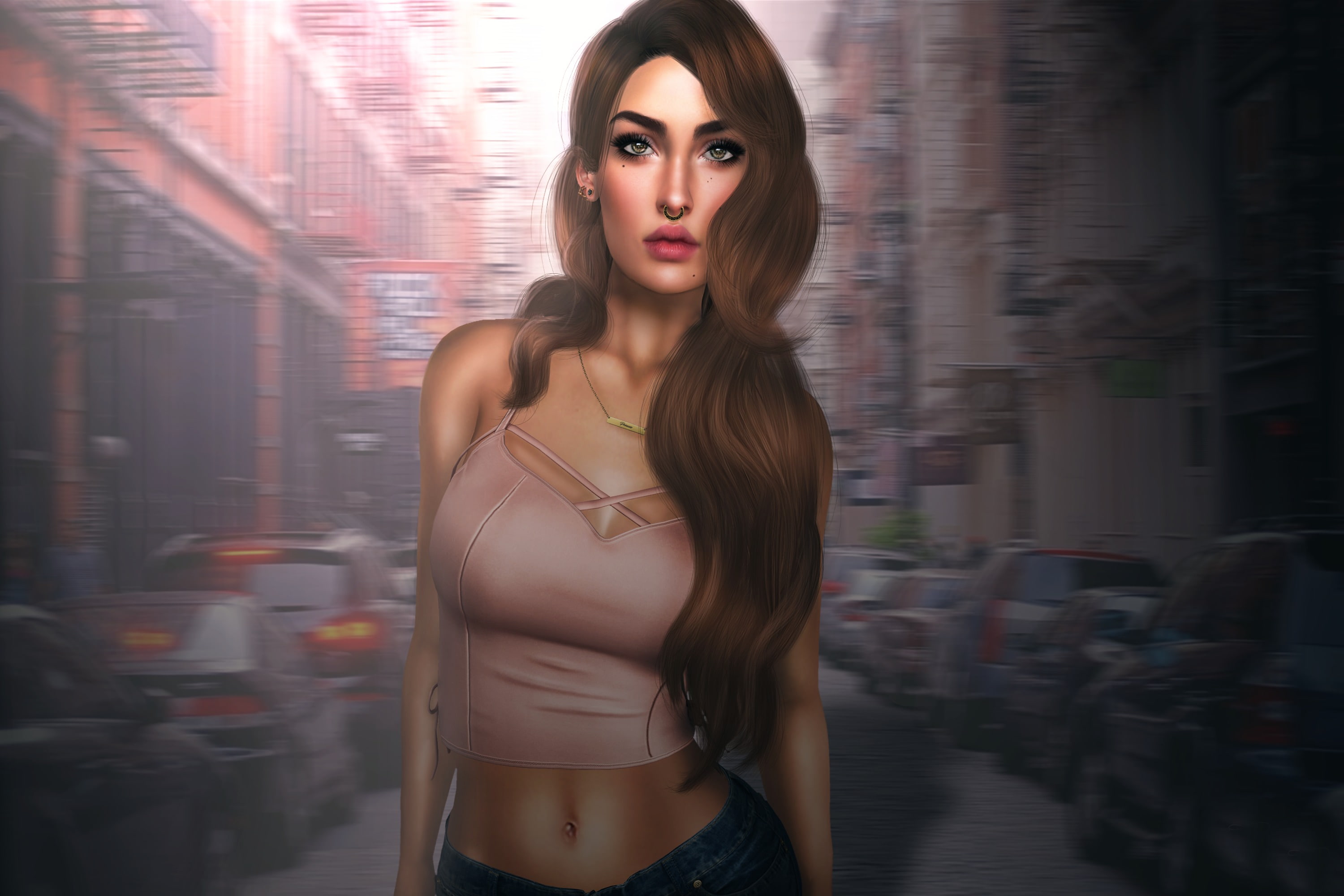girl, 2K, the city, Alana Marie, street, portrait, HD Wallpaper