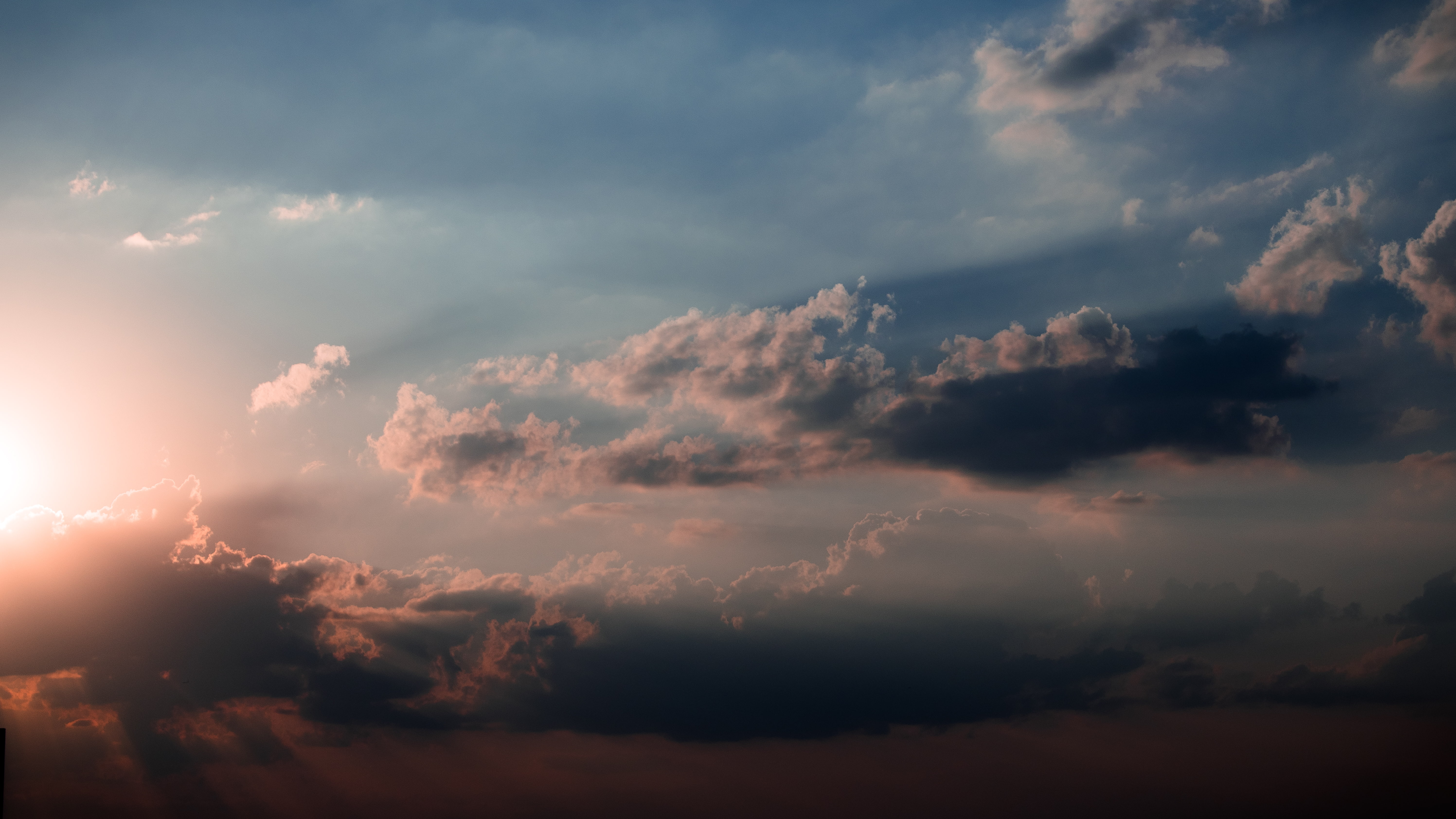 5K, clouds, peacefull, sky, sunset, sun, HD Wallpaper