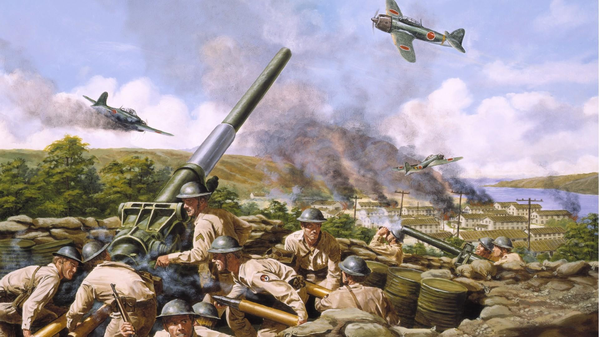 aircraft planes, june, other, city, military, aircraft, cannon, 1080P, fire, HD Wallpaper