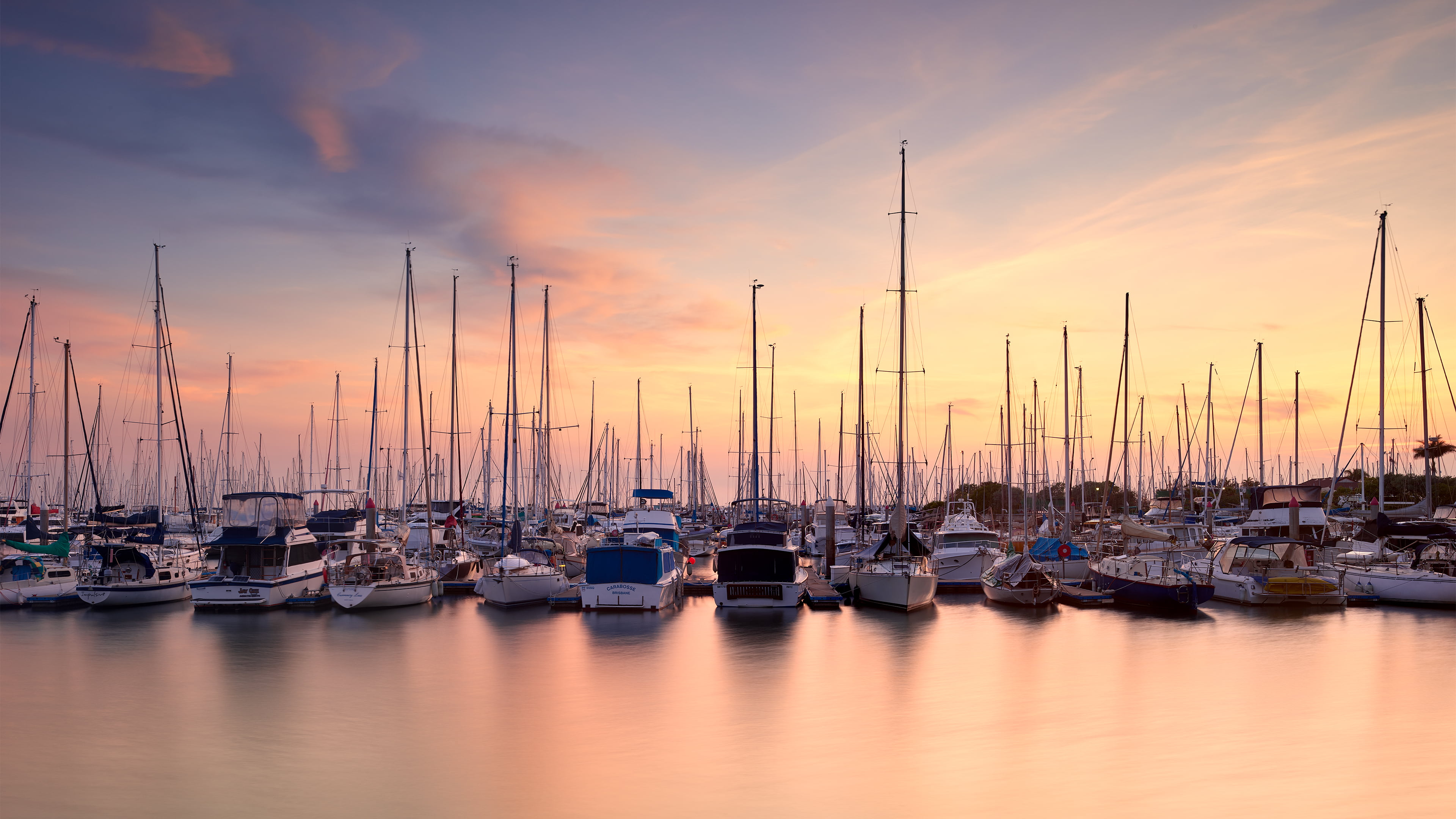 sea, sunrise, yachts, 4K, landscape, peacefull, sunset, nature, HD Wallpaper