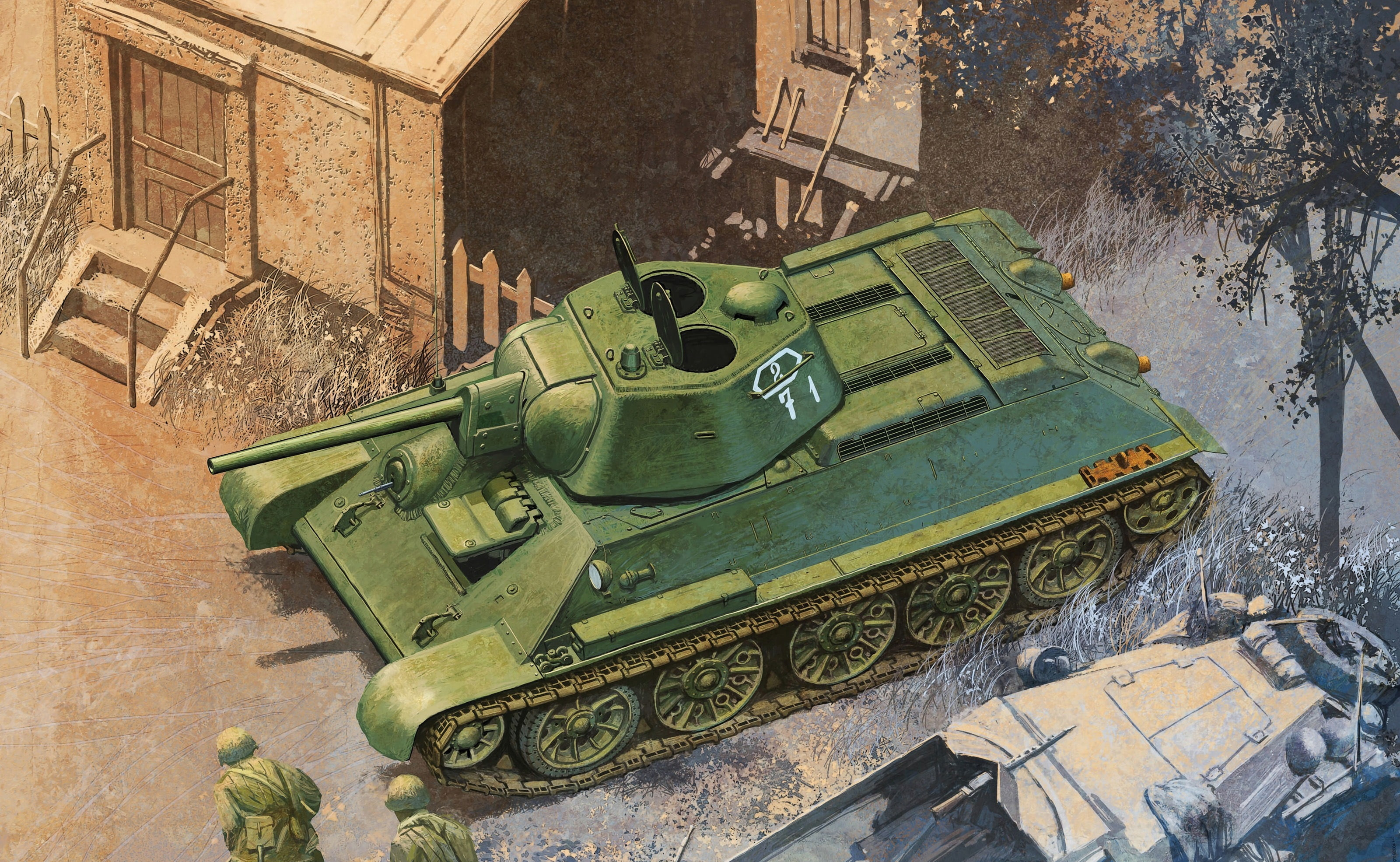 2K, Figure, illustration, 1942, Average, Thirty-four, Sample, T-34/76, Tank, 5 f-34, army, 76/41, Soviet, green, HD Wallpaper