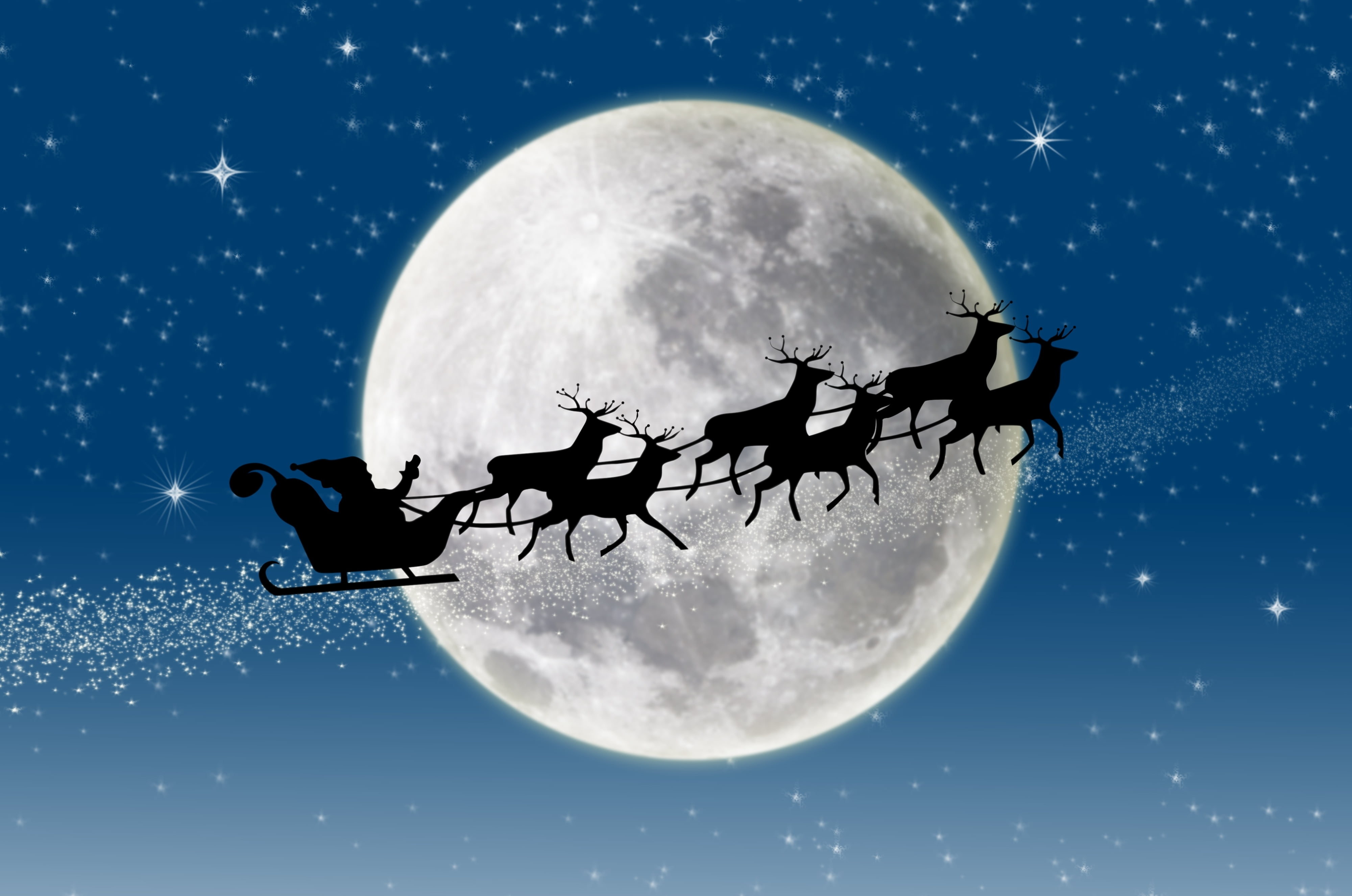 stars, abstract, science, planet - Space, planetary moon, deer, moon surface, santa, 4K, six, christmas, holiday, nature, vector, star - Space, blue, New year, HD Wallpaper