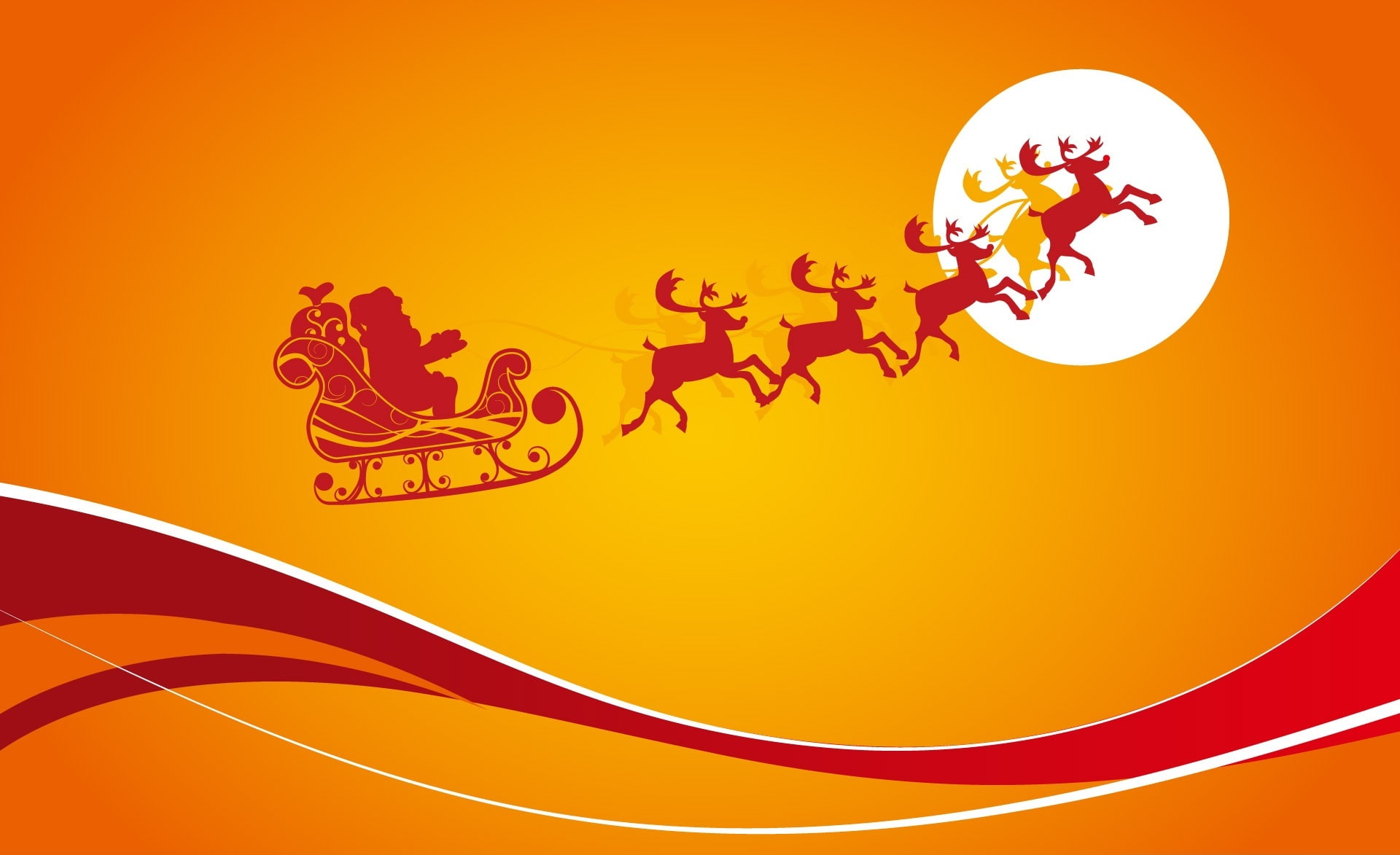 art and craft, colored background, animal themes, animal wildlife, Christmas, mammal, reindeer, Santa, 1080P, astrology sign, orange color, yellow, representation, HD Wallpaper