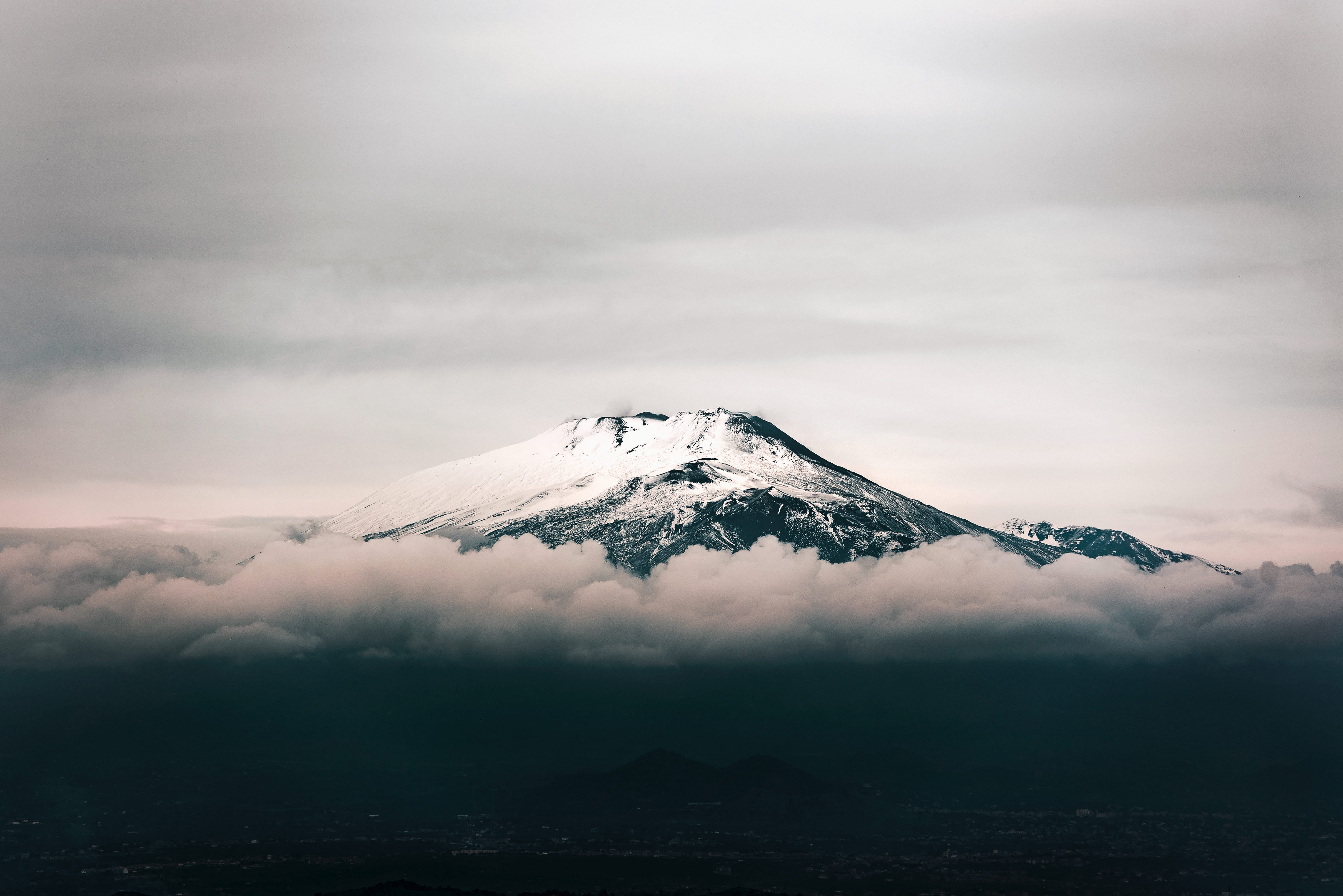scenics - nature, covered, tranquil scene, environment, snowcapped mountain, snow, scenery, mountain range, italy, town, weather, volcano, ice, metropolis, HD Wallpaper