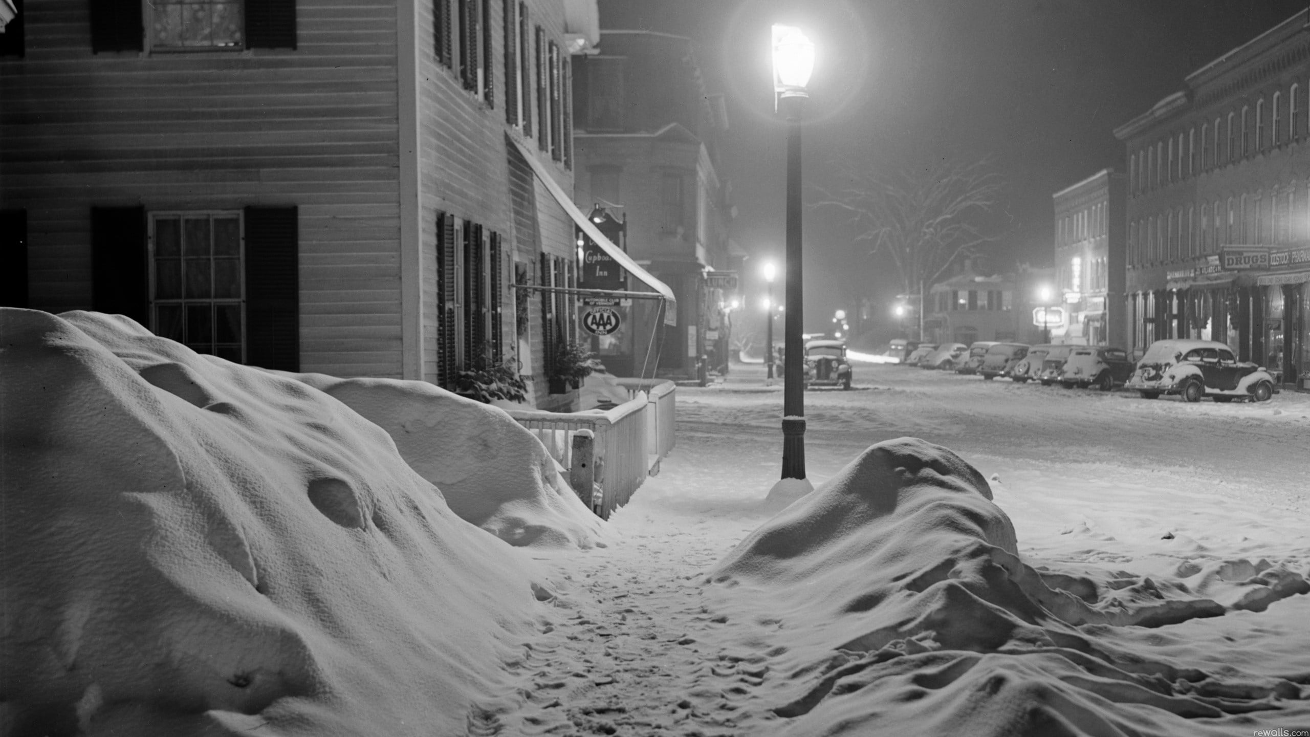 city Life, town, 2K, weather, new York City, street Light, no People, grayscale, outdoors, blizzard, cold - Temperature, urban Scene, building Exterior, HD Wallpaper