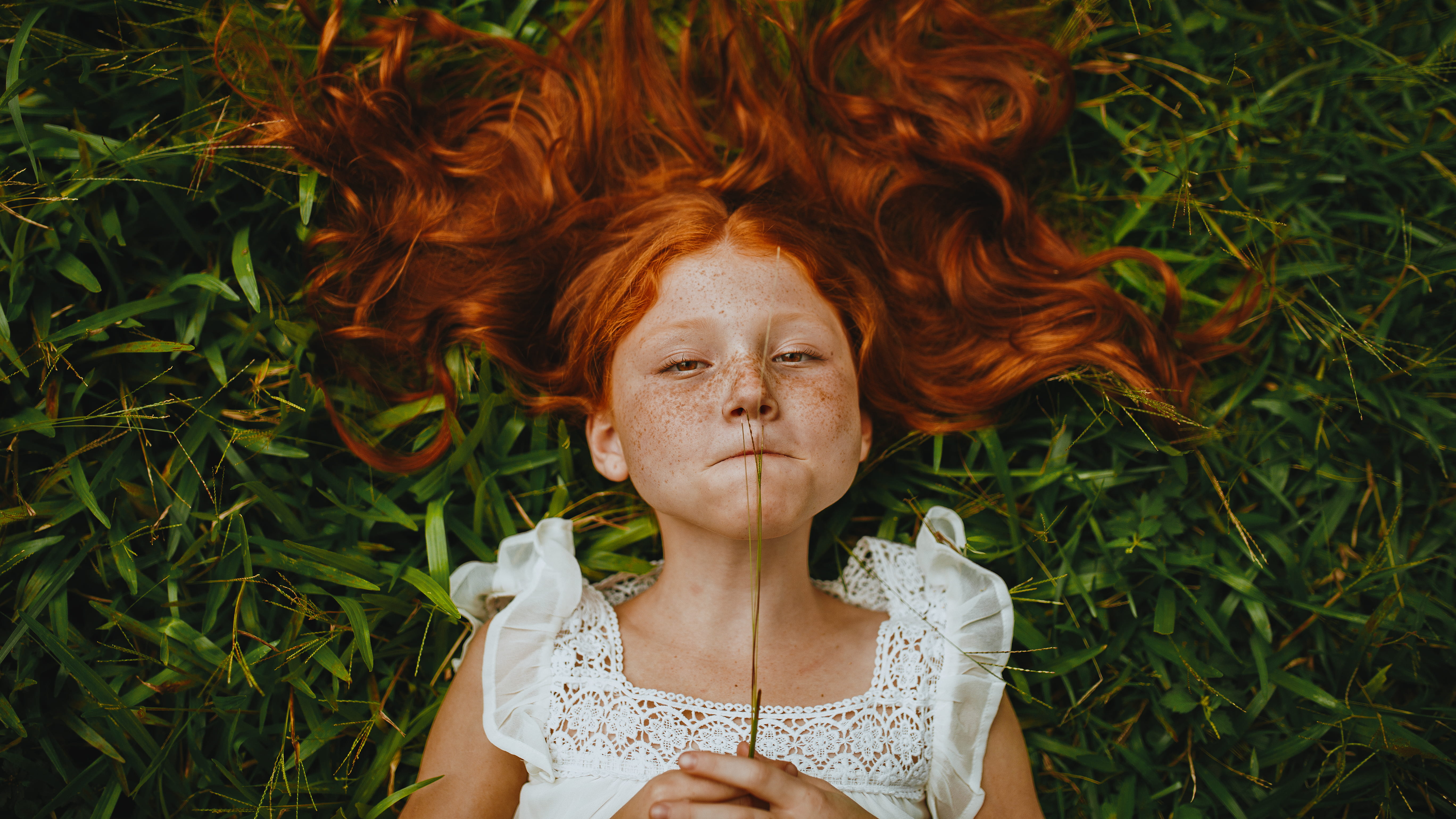 happiness, women, child, young, beauty, lying, beautiful, close-up, redhead, hairstyle, cute, children, beautiful woman, headshot, leisure activity, portrait, HD Wallpaper