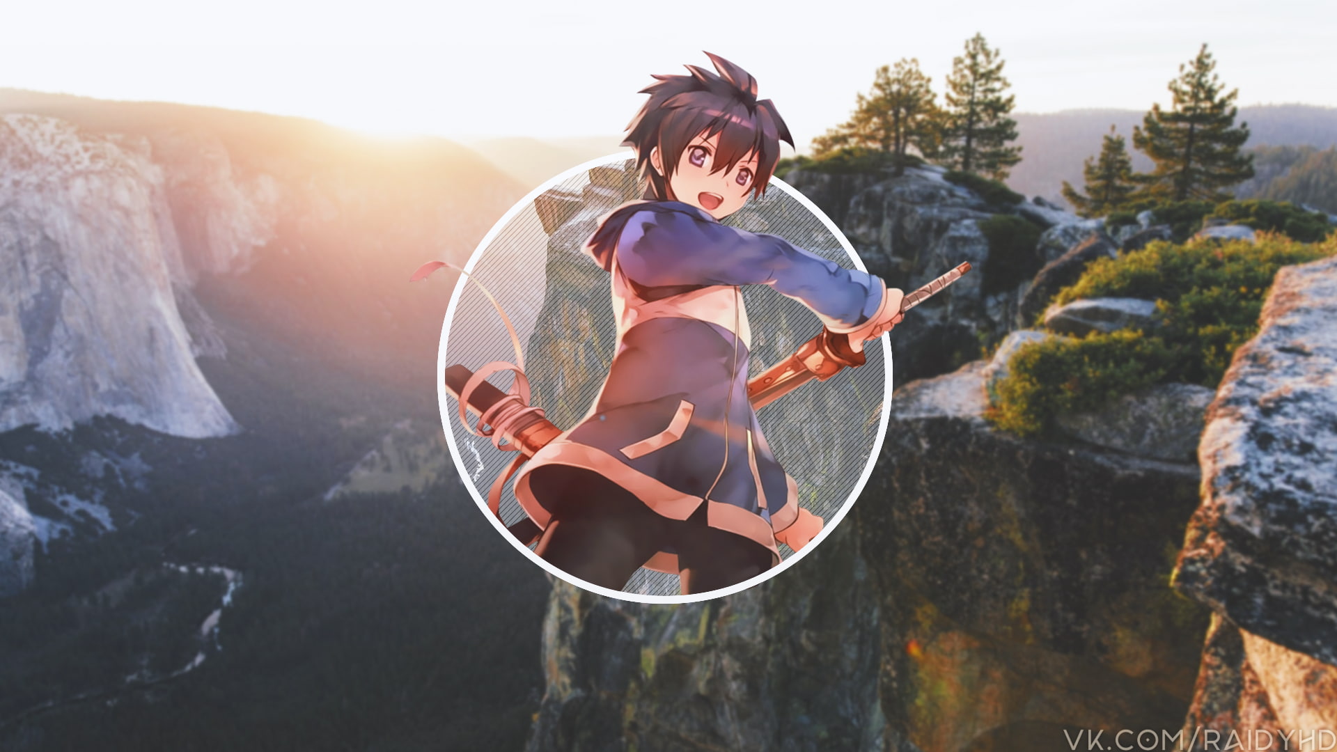 sunlight, water, mountain, clothing, rock - object, full length, picture-in-picture, fashion, nature, Zero no Tsukaima, lifestyles, beautiful woman, anime, HD Wallpaper
