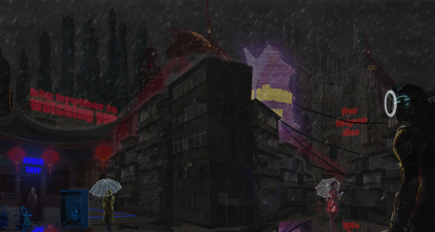 Milan, rain, Italy, cyberpunk, city, night, Dead Space, 720P, HD Wallpaper