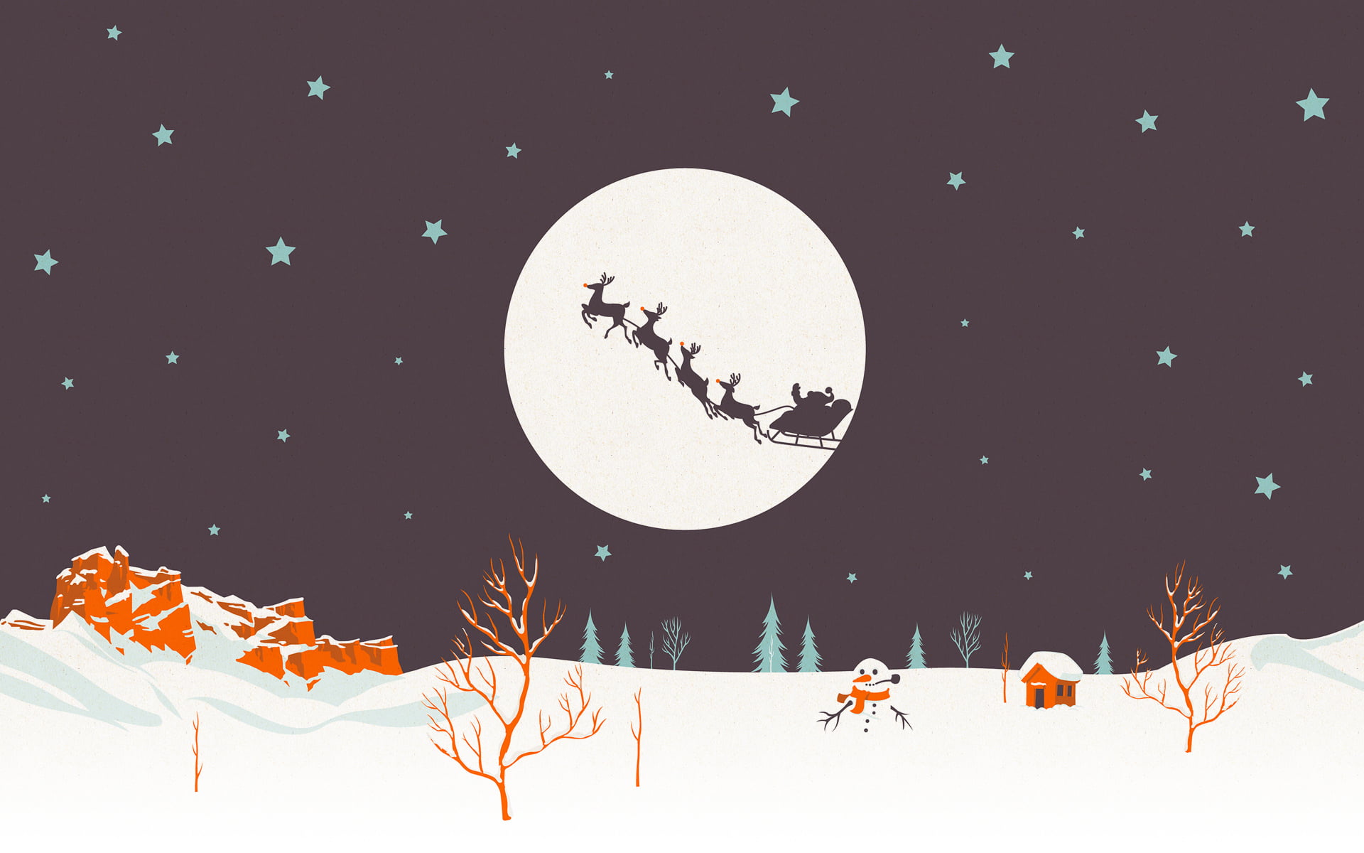 Santa Claus, circle, digital composite, holiday, happy new year, moon, snowflake, sky, christmas decoration, 1080P, Santa, representation, night, HD Wallpaper